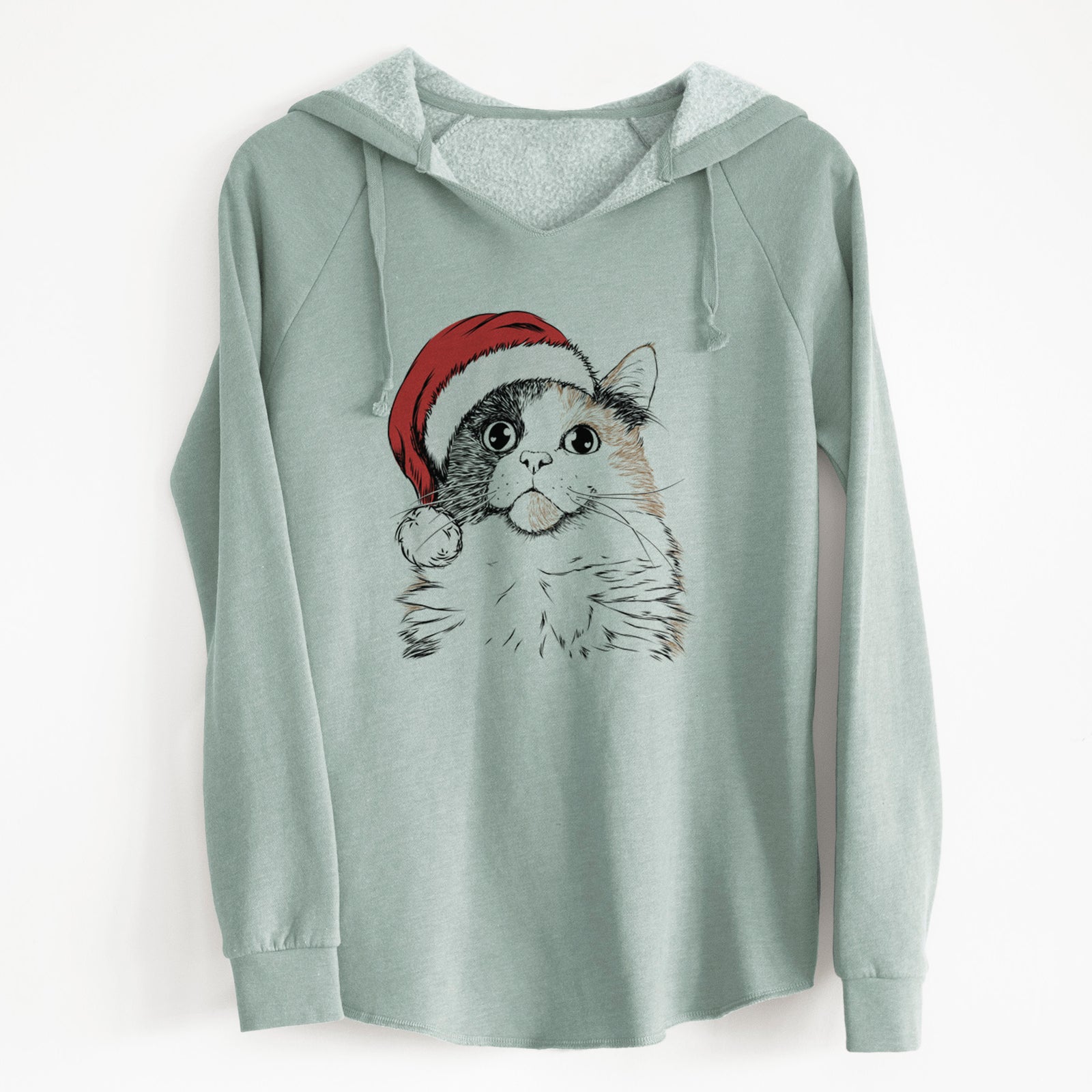 Santa Greta the Calico Cat - Cali Wave Hooded Sweatshirt