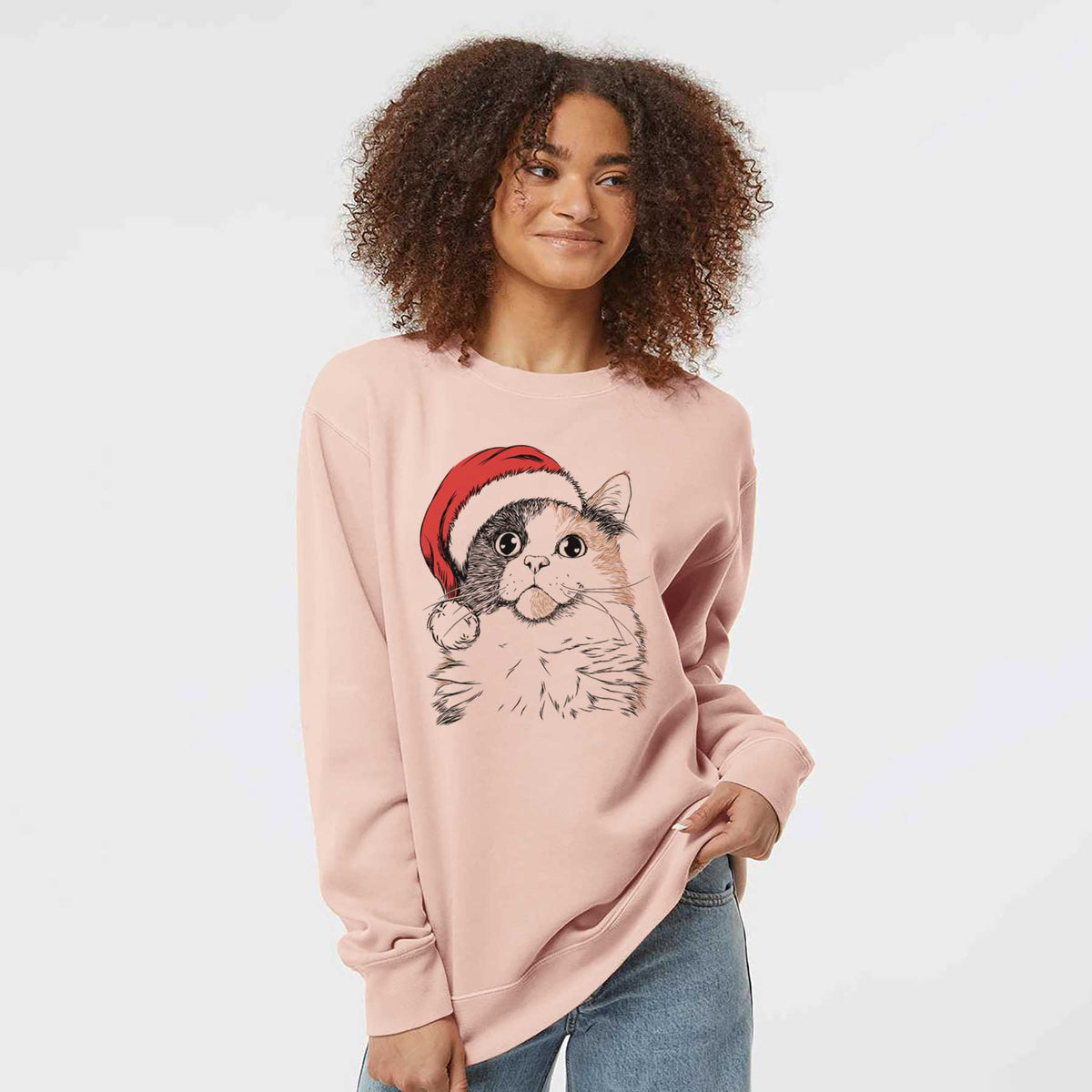 Santa Greta the Calico Cat - Unisex Pigment Dyed Crew Sweatshirt