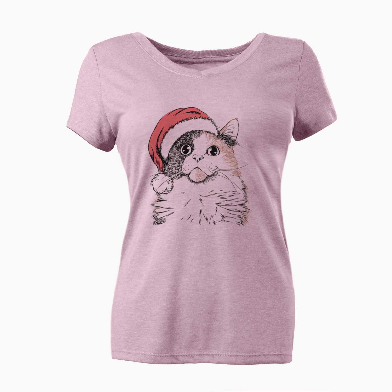 Santa Greta the Calico Cat - Women's V-neck Shirt