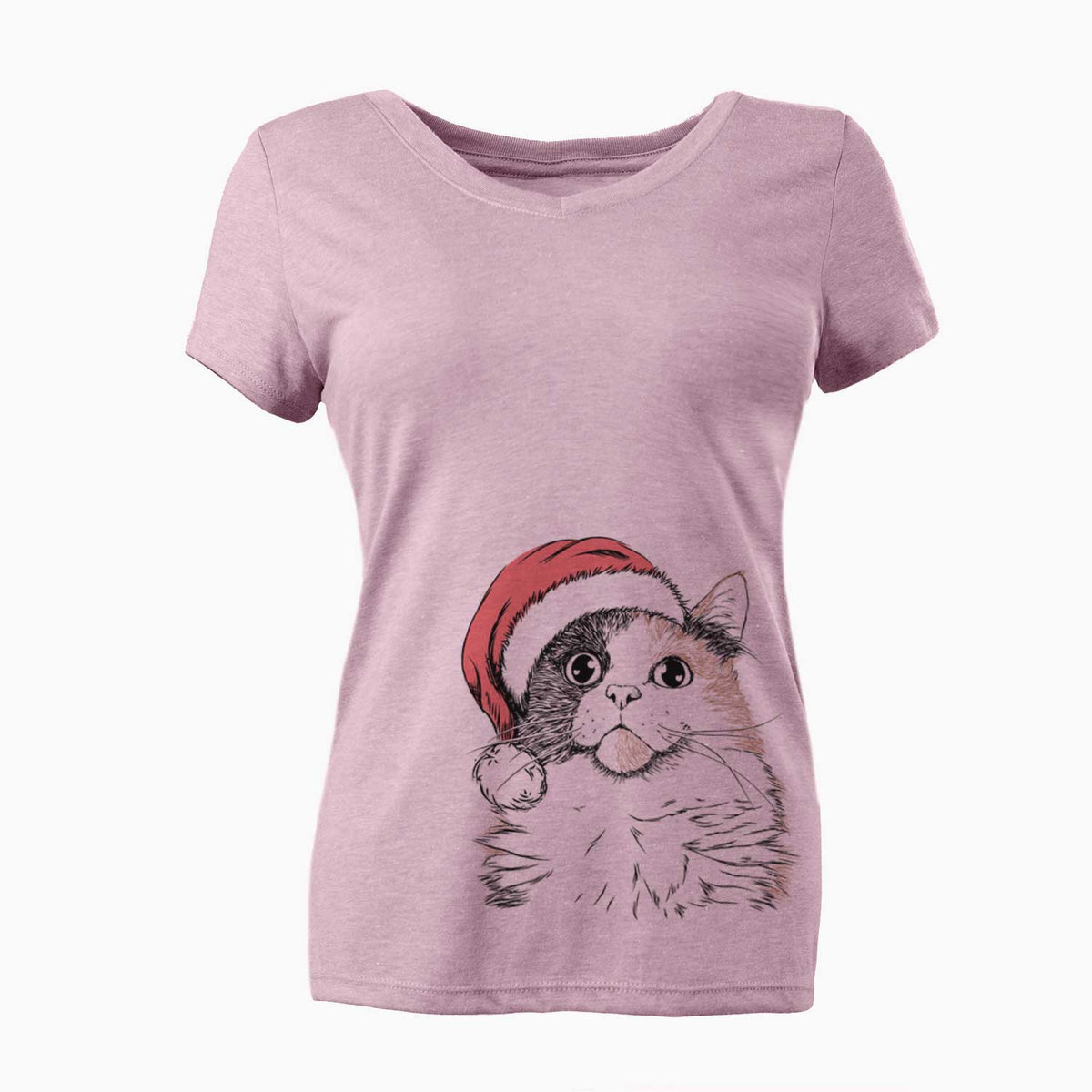 Santa Greta the Calico Cat - Women's V-neck Shirt