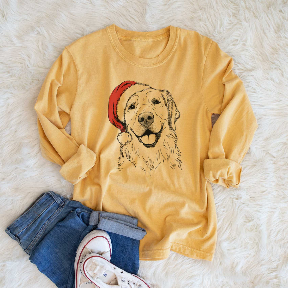 Santa Griffin the Golden Retriever - Heavyweight 100% Cotton Long Sleeve
