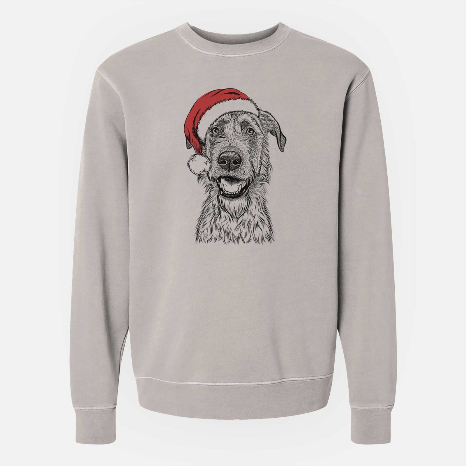 Santa Griffin the Irish Wolfhound - Unisex Pigment Dyed Crew Sweatshirt