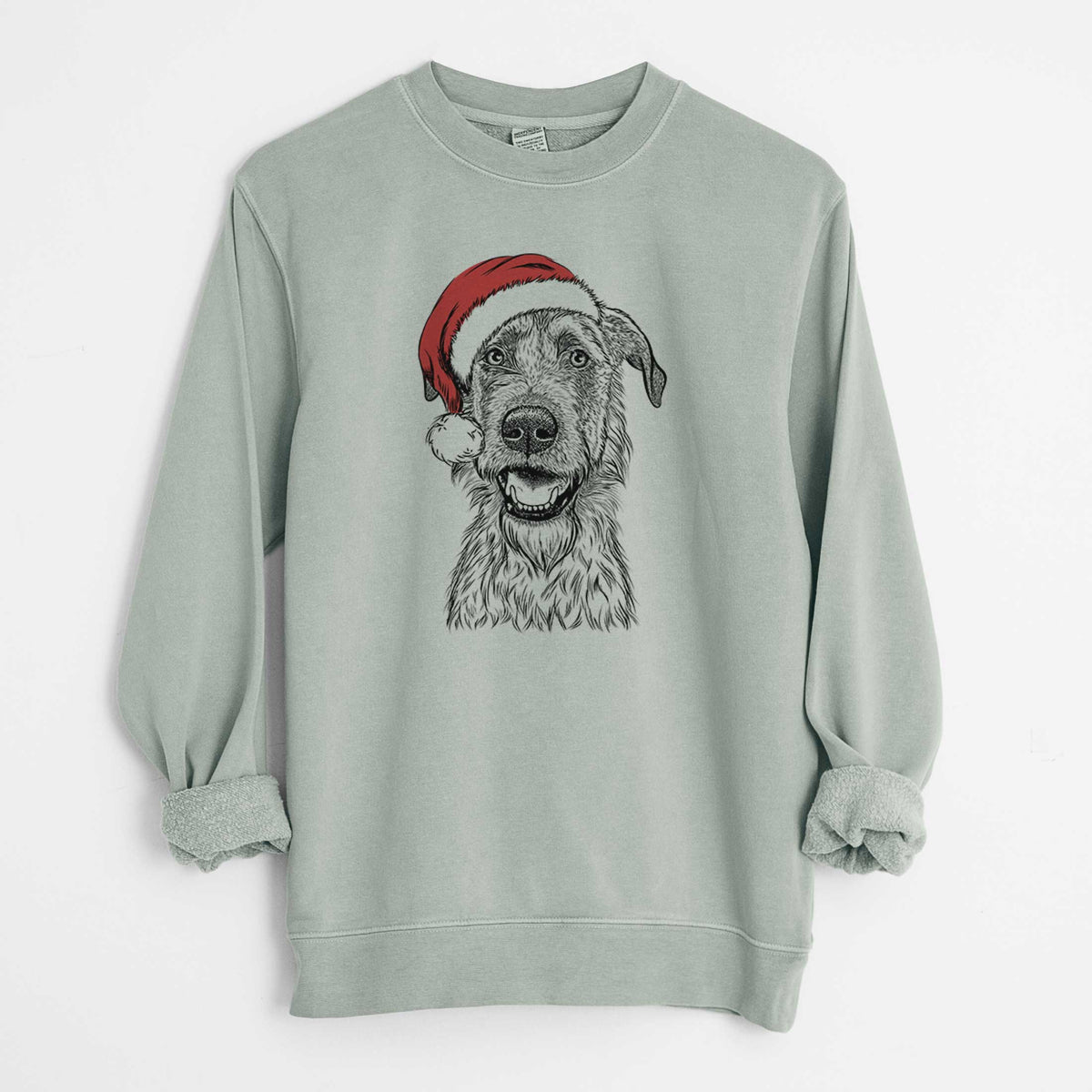 Santa Griffin the Irish Wolfhound - Unisex Pigment Dyed Crew Sweatshirt