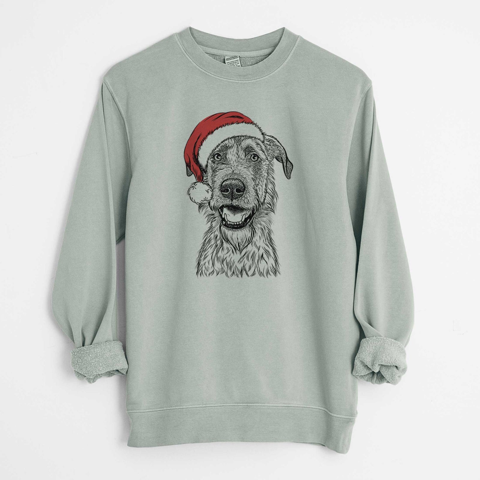 Santa Griffin the Irish Wolfhound - Unisex Pigment Dyed Crew Sweatshirt