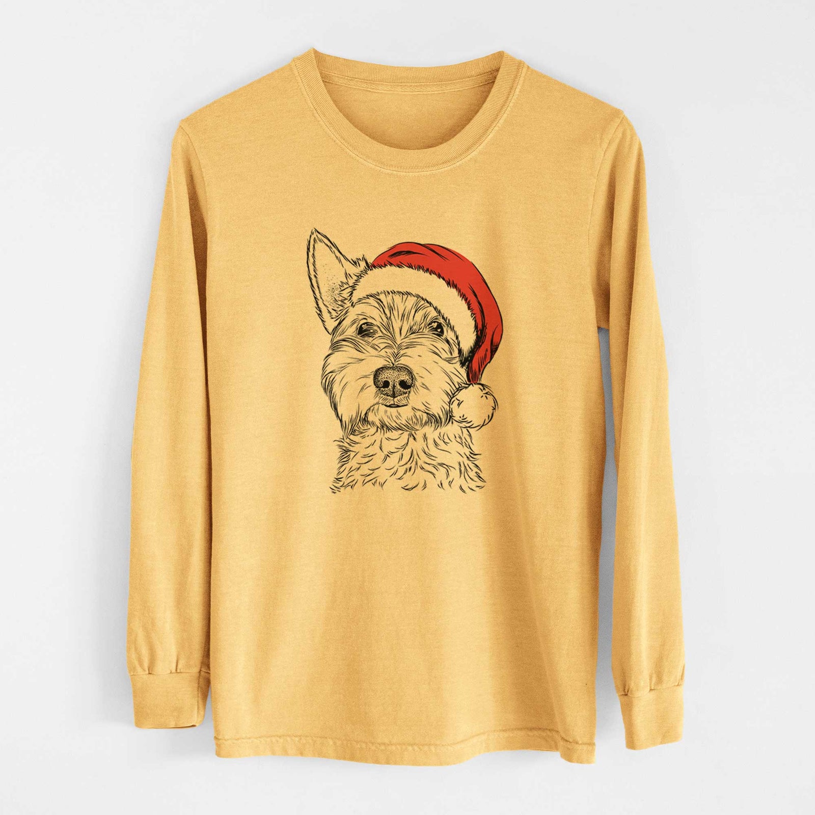 Santa Grizel the West Highland Terrier - Heavyweight 100% Cotton Long Sleeve