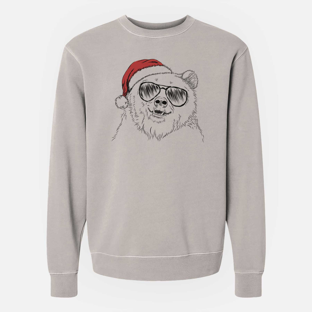 Santa Grizz the Bear - Unisex Pigment Dyed Crew Sweatshirt