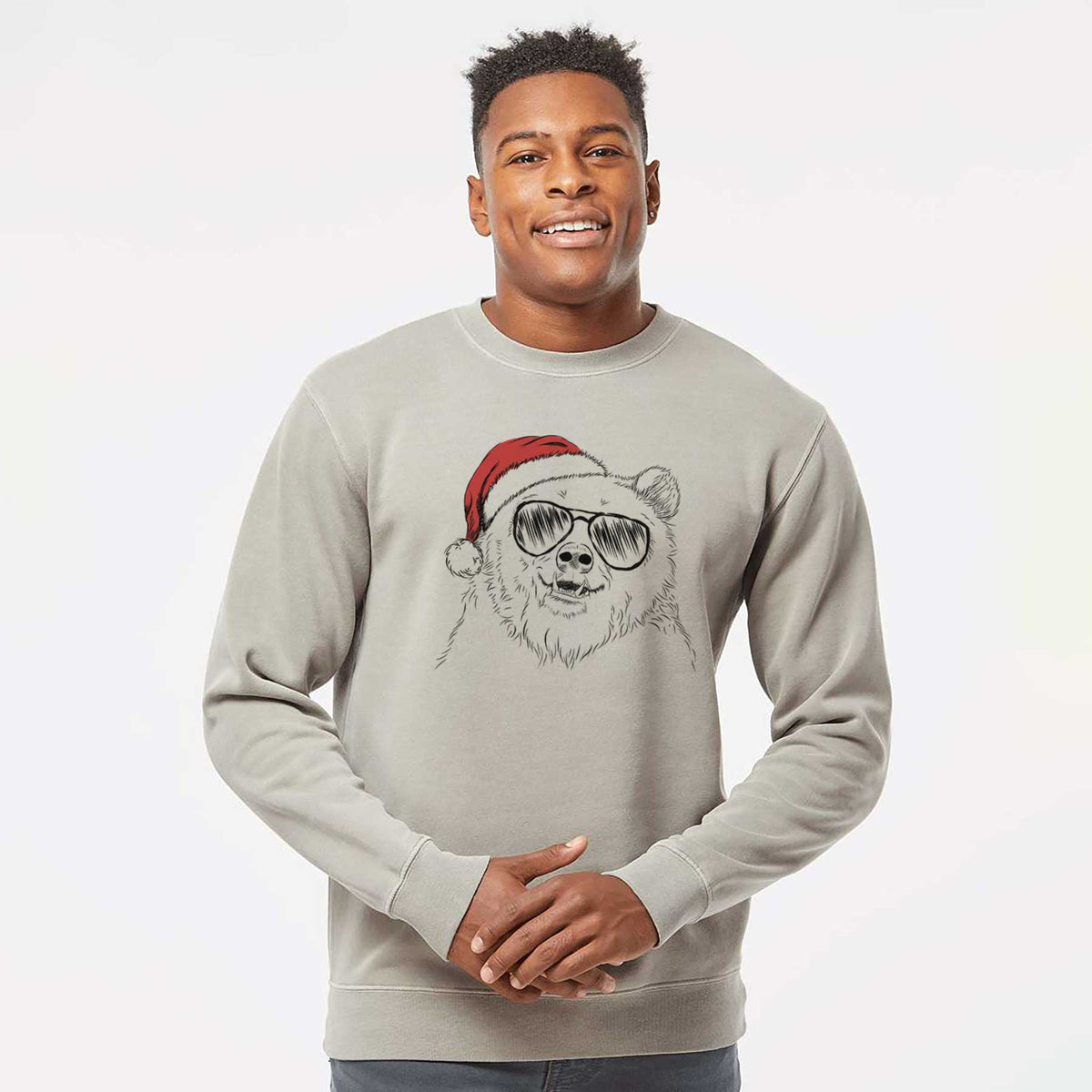 Santa Grizz the Bear - Unisex Pigment Dyed Crew Sweatshirt