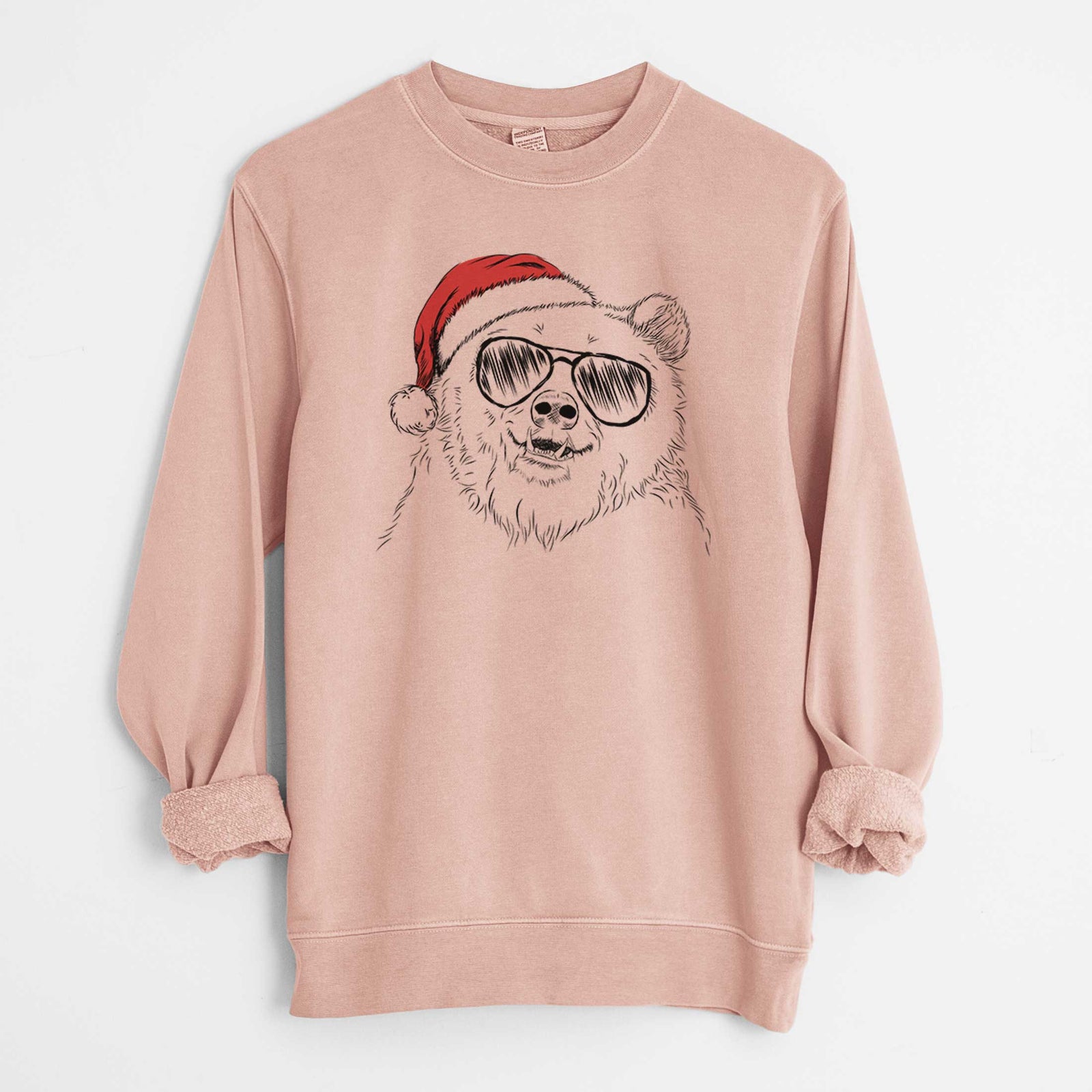 Santa Grizz the Bear - Unisex Pigment Dyed Crew Sweatshirt