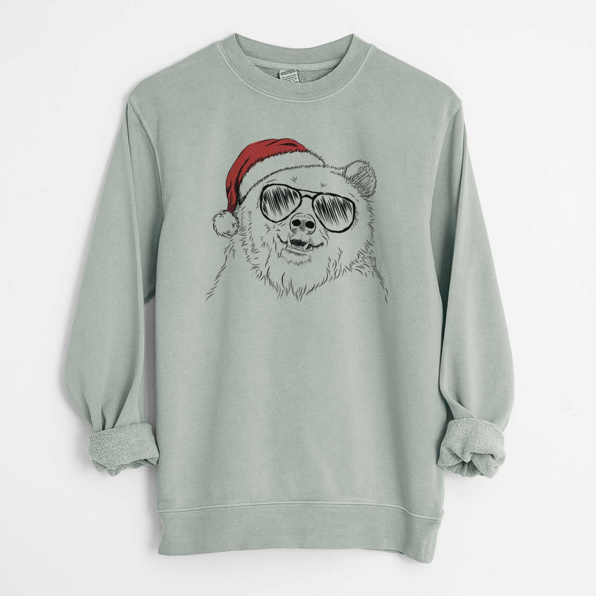 Santa Grizz the Bear - Unisex Pigment Dyed Crew Sweatshirt