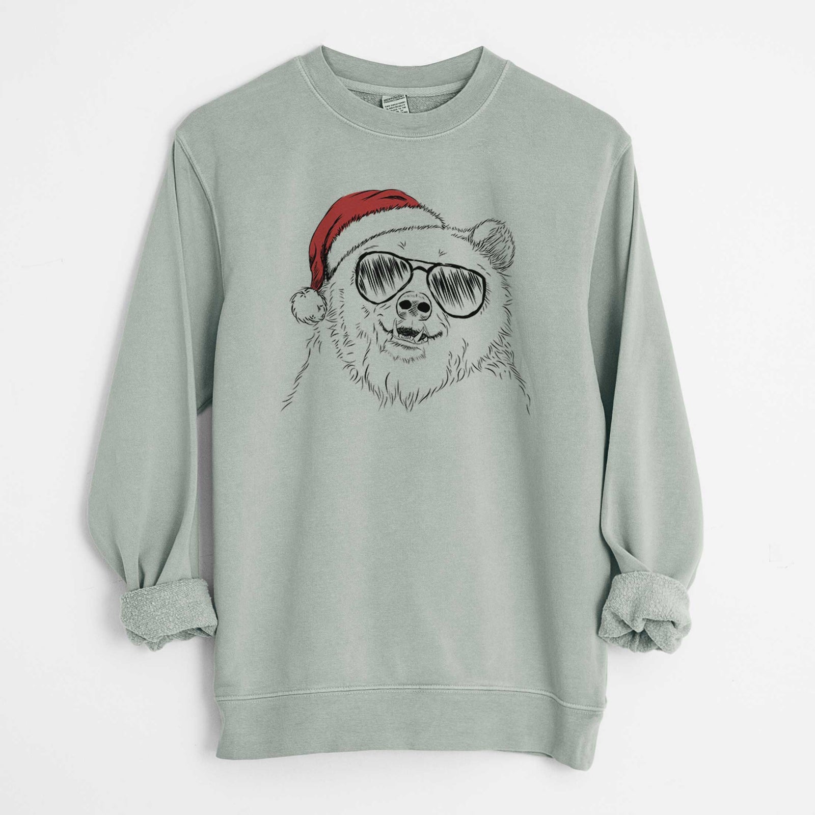 Santa Grizz the Bear - Unisex Pigment Dyed Crew Sweatshirt