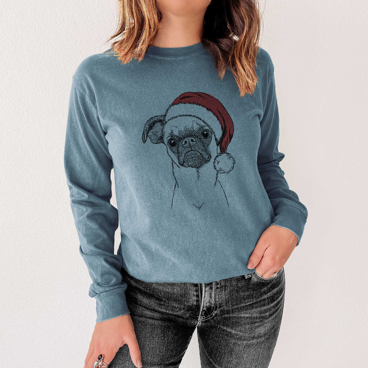 Santa Groot the Brussels Griffon - Heavyweight 100% Cotton Long Sleeve