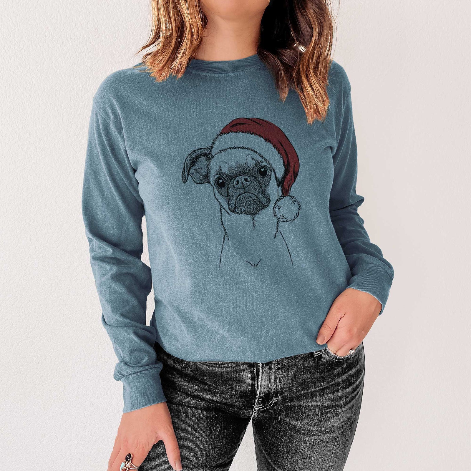 Santa Groot the Brussels Griffon - Heavyweight 100% Cotton Long Sleeve