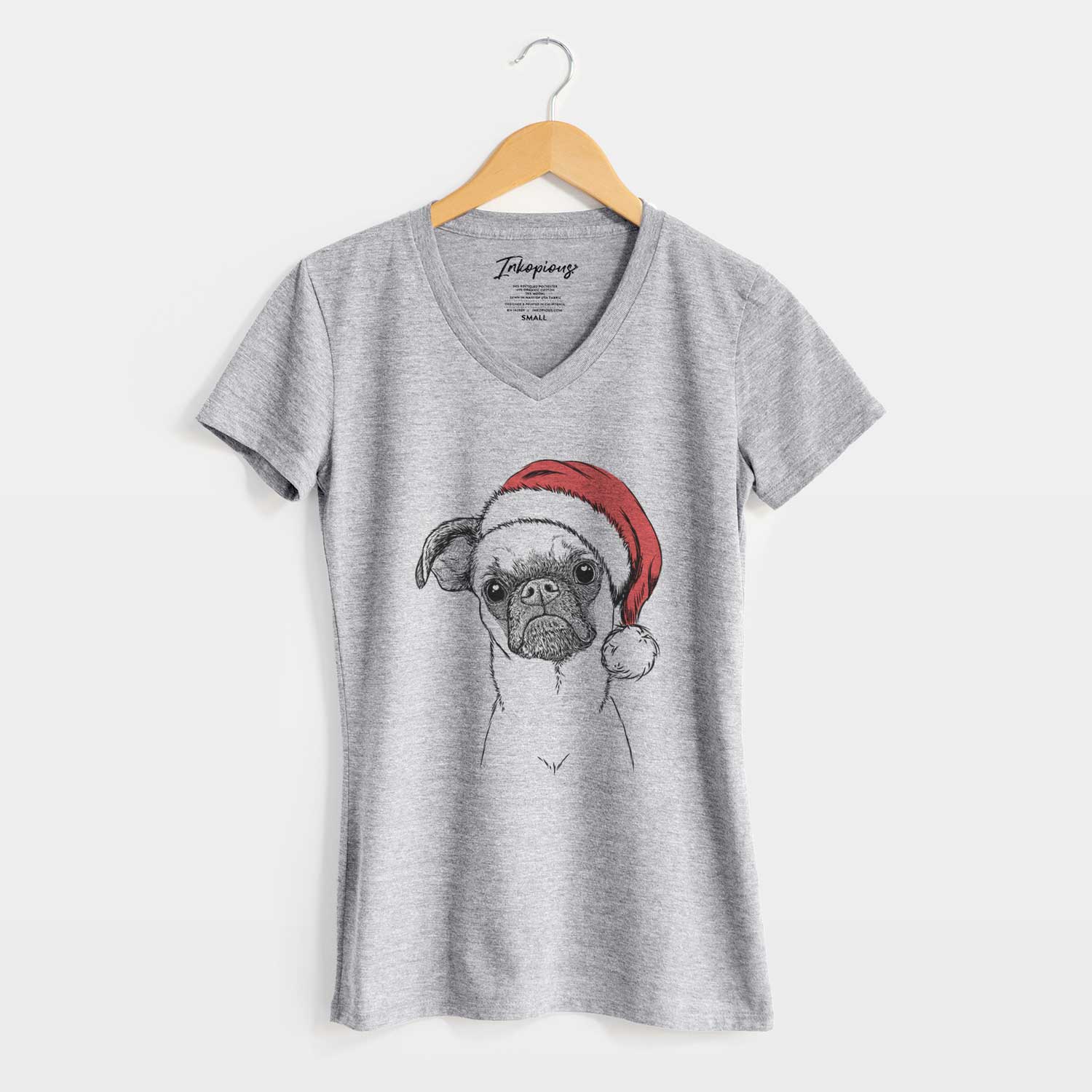 Santa Groot the Brussels Griffon - Women's V-neck Shirt