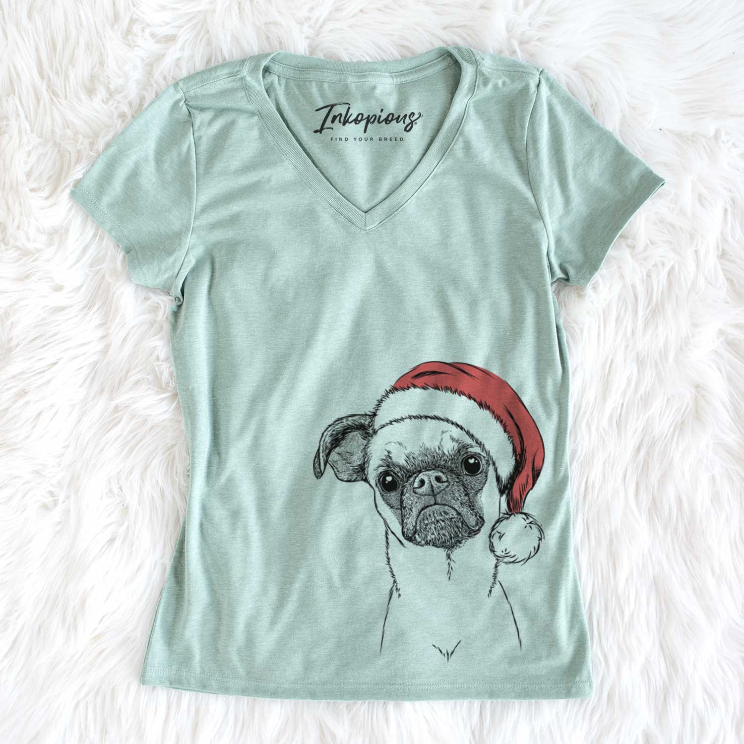 Santa Groot the Brussels Griffon - Women's V-neck Shirt
