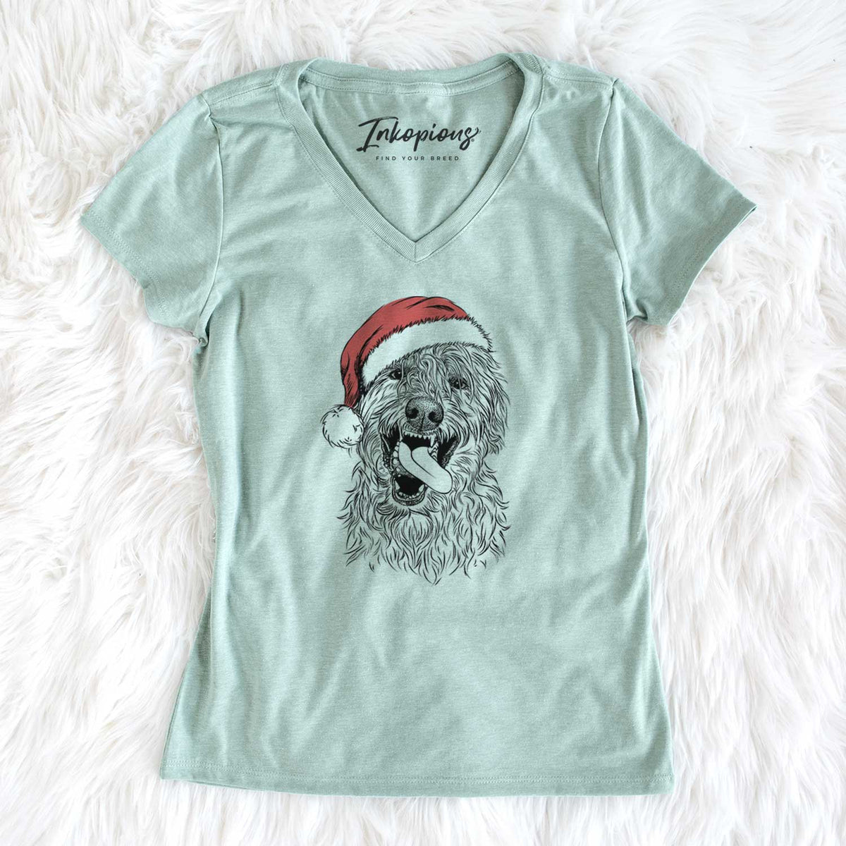 Santa Groot the Irish Wolfhound - Women's V-neck Shirt