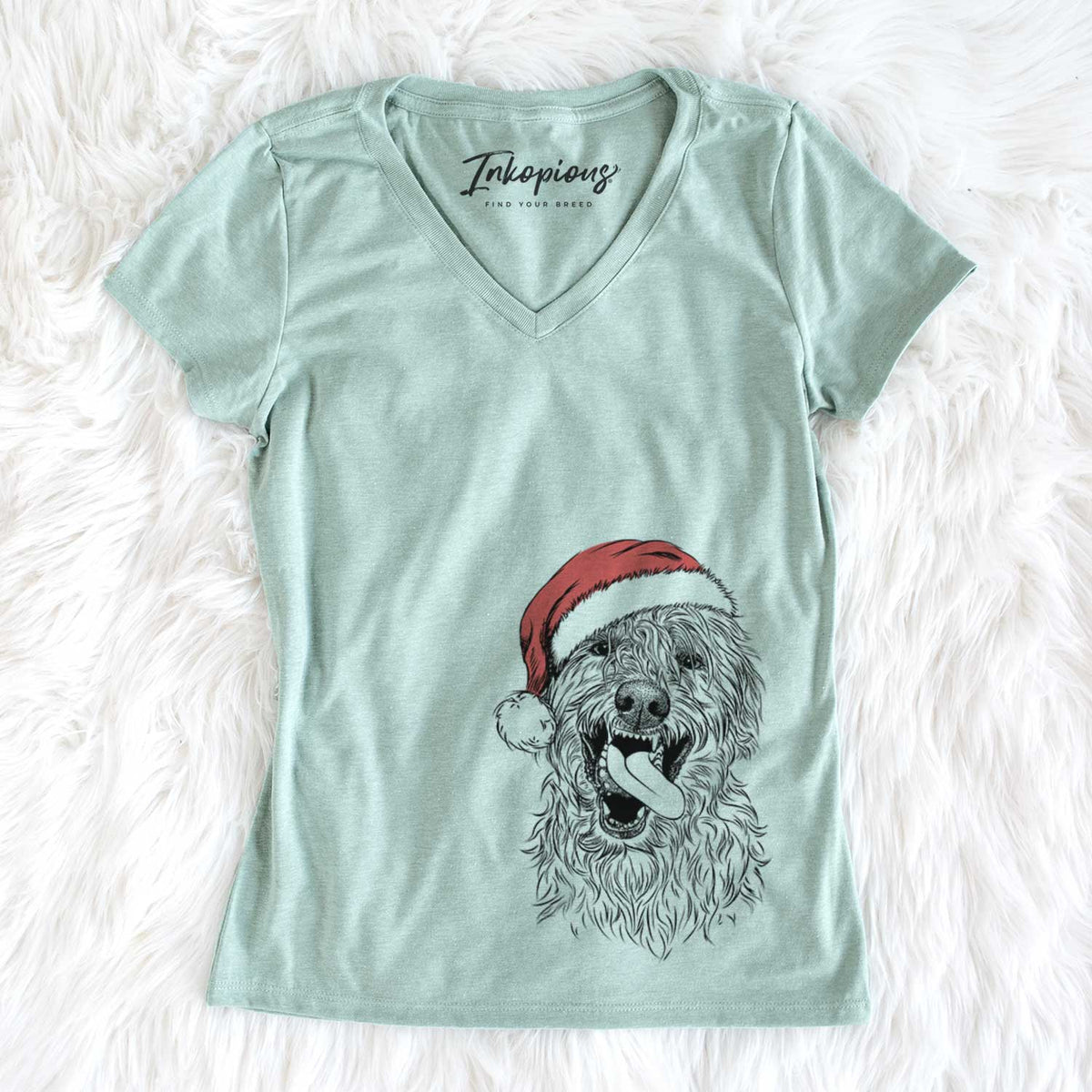 Santa Groot the Irish Wolfhound - Women&#39;s V-neck Shirt