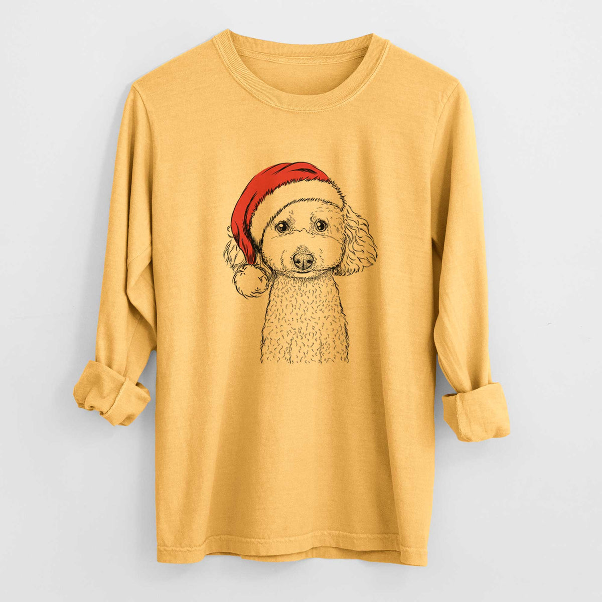 Santa Guinness the Toy Poodle Mix - Heavyweight 100% Cotton Long Sleeve