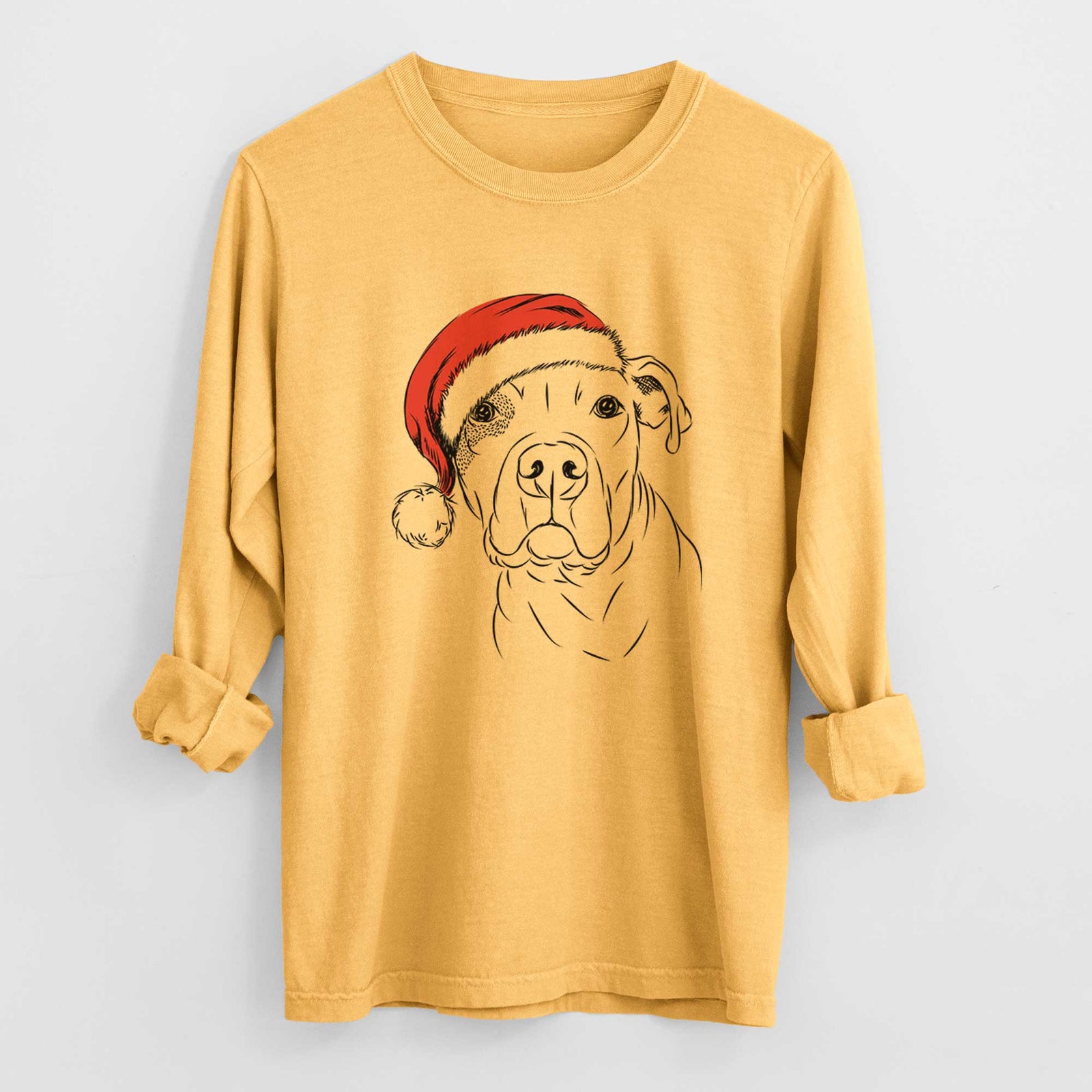 Santa Gummy the Pitbull - Heavyweight 100% Cotton Long Sleeve