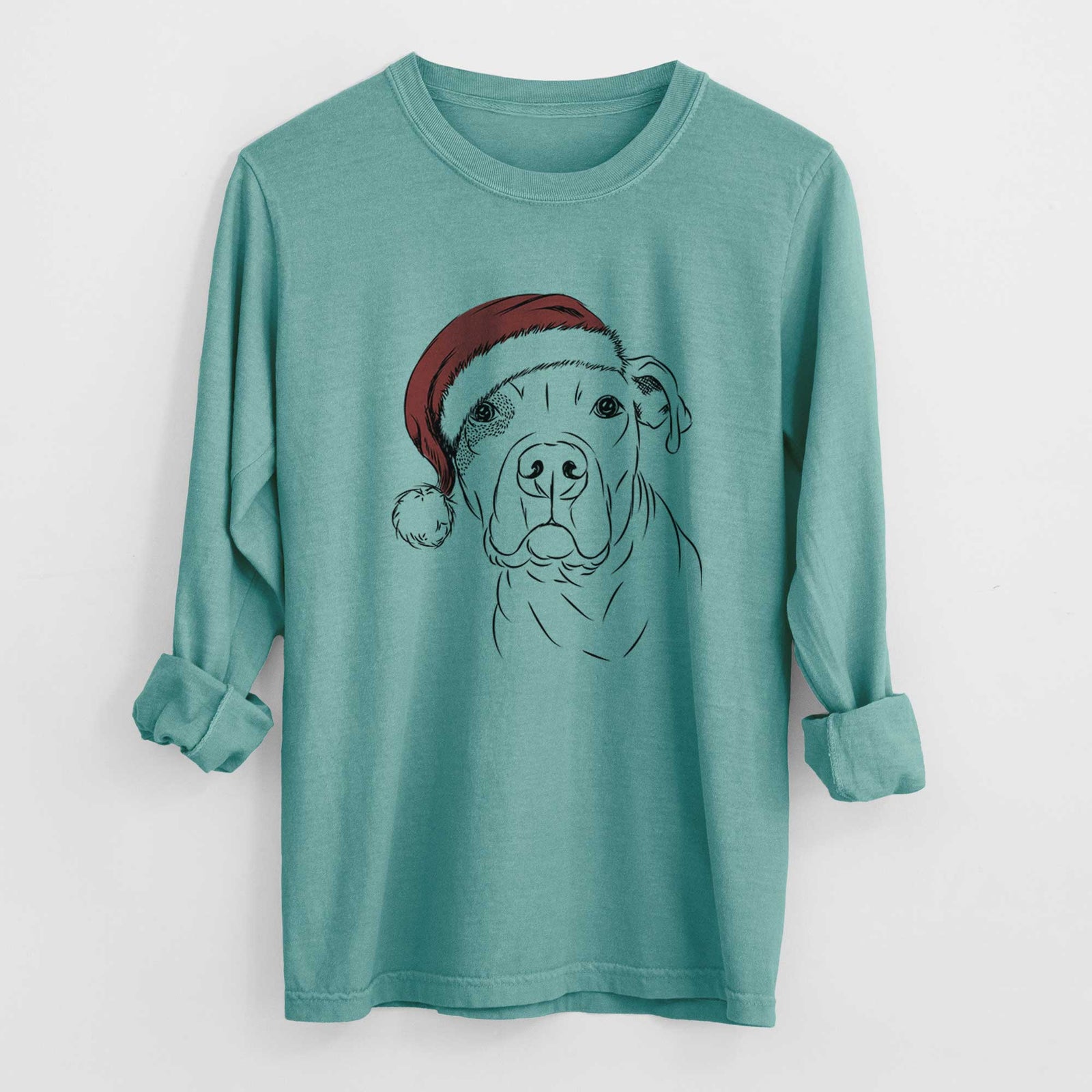 Santa Gummy the Pitbull - Heavyweight 100% Cotton Long Sleeve