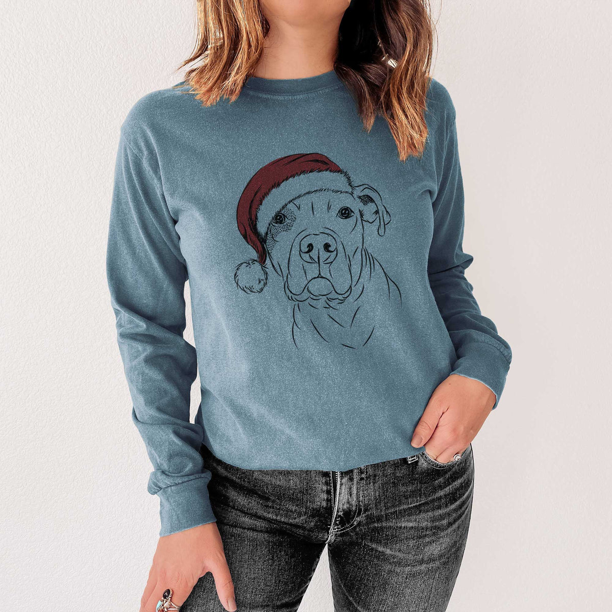 Santa Gummy the Pitbull - Heavyweight 100% Cotton Long Sleeve
