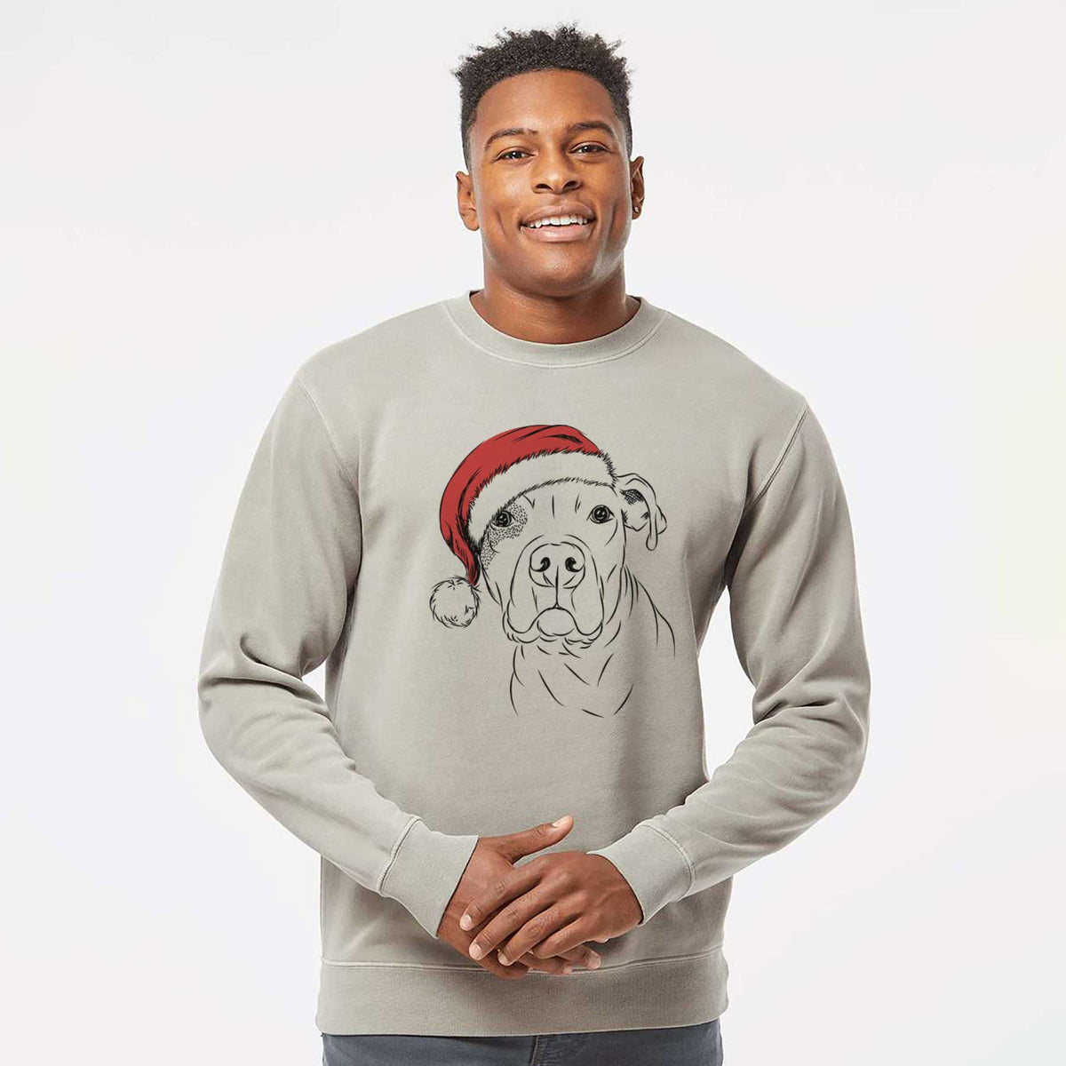 Santa Gummy the Pitbull - Unisex Pigment Dyed Crew Sweatshirt