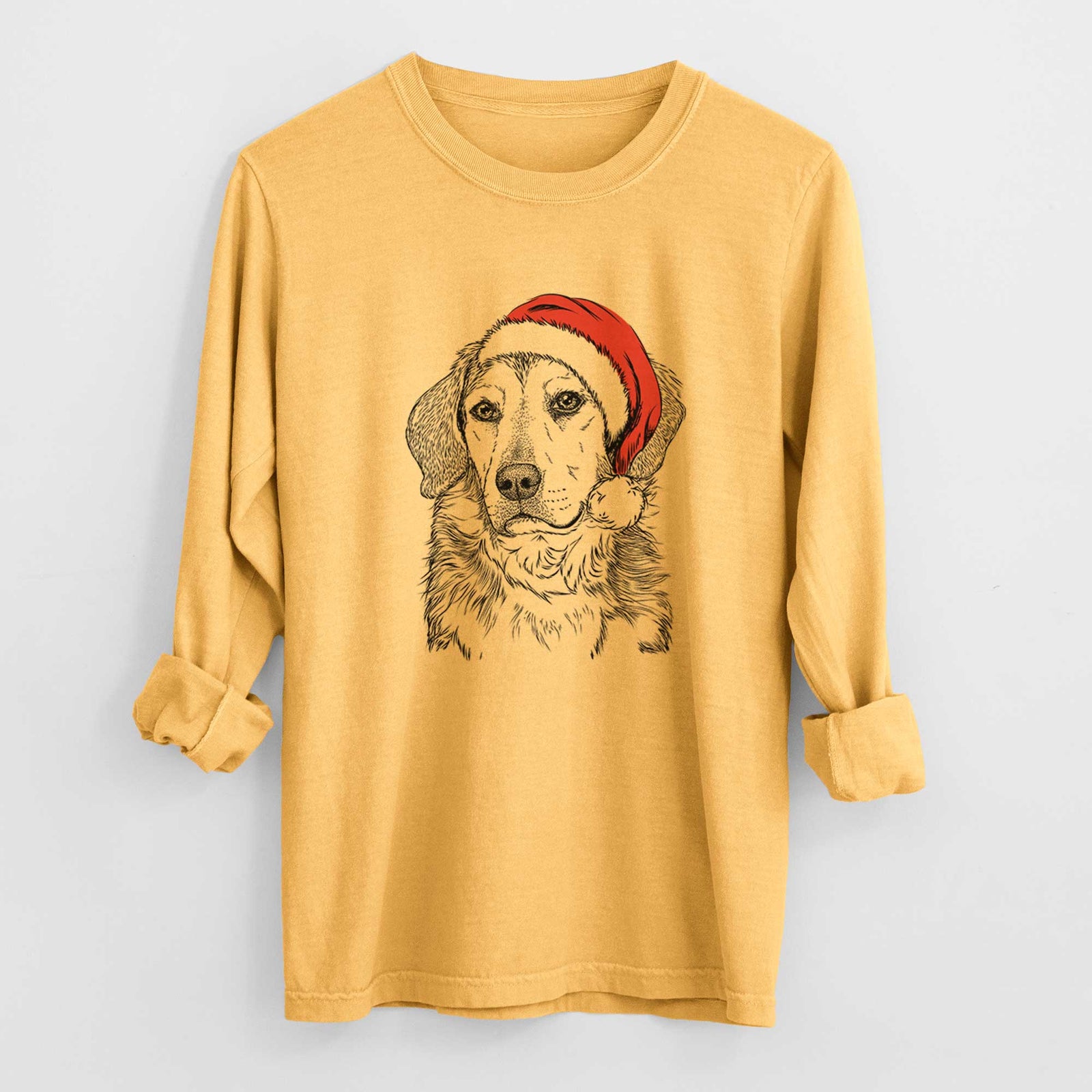 Santa Gunner the Beagle Mix - Heavyweight 100% Cotton Long Sleeve