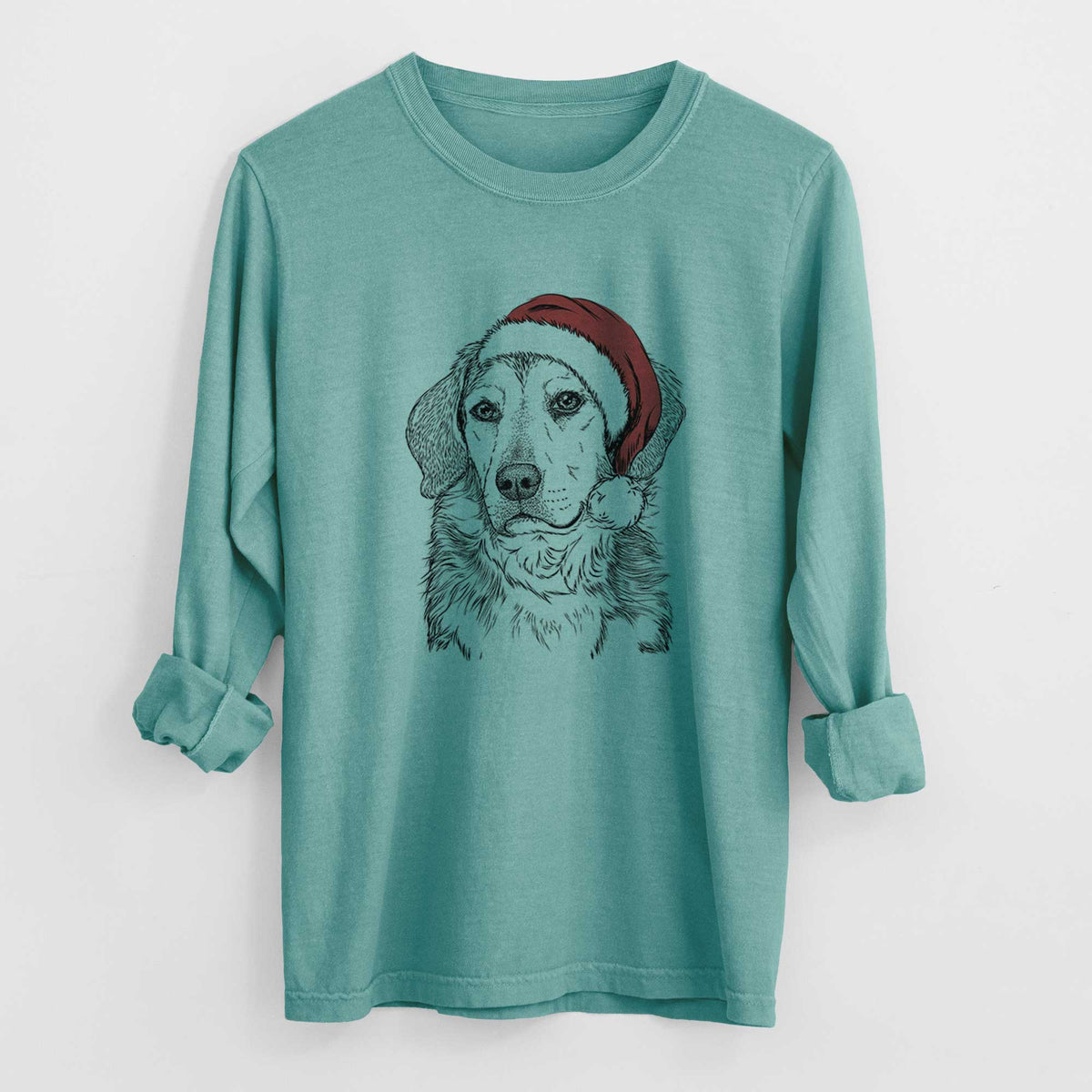 Santa Gunner the Beagle Mix - Heavyweight 100% Cotton Long Sleeve