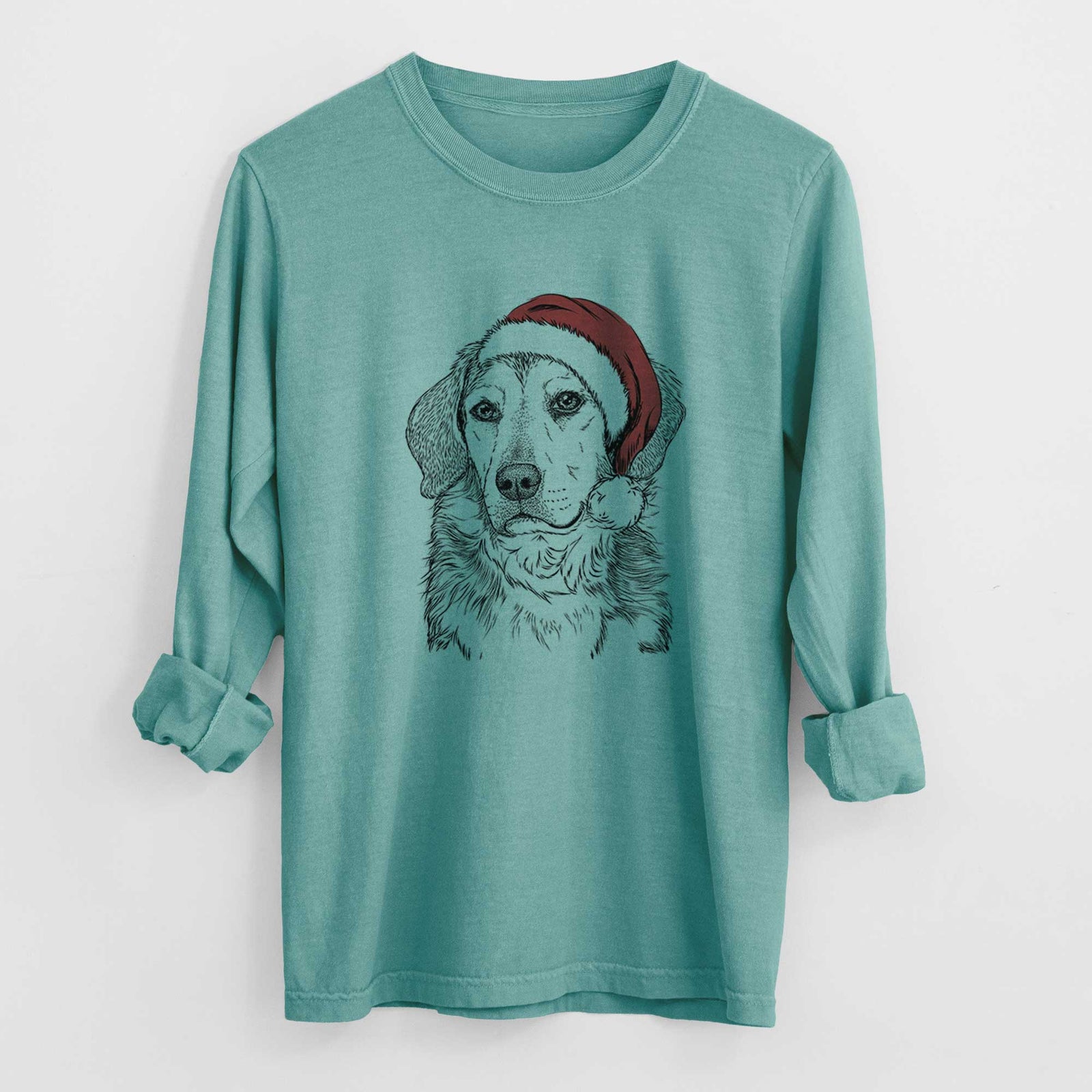Santa Gunner the Beagle Mix - Heavyweight 100% Cotton Long Sleeve