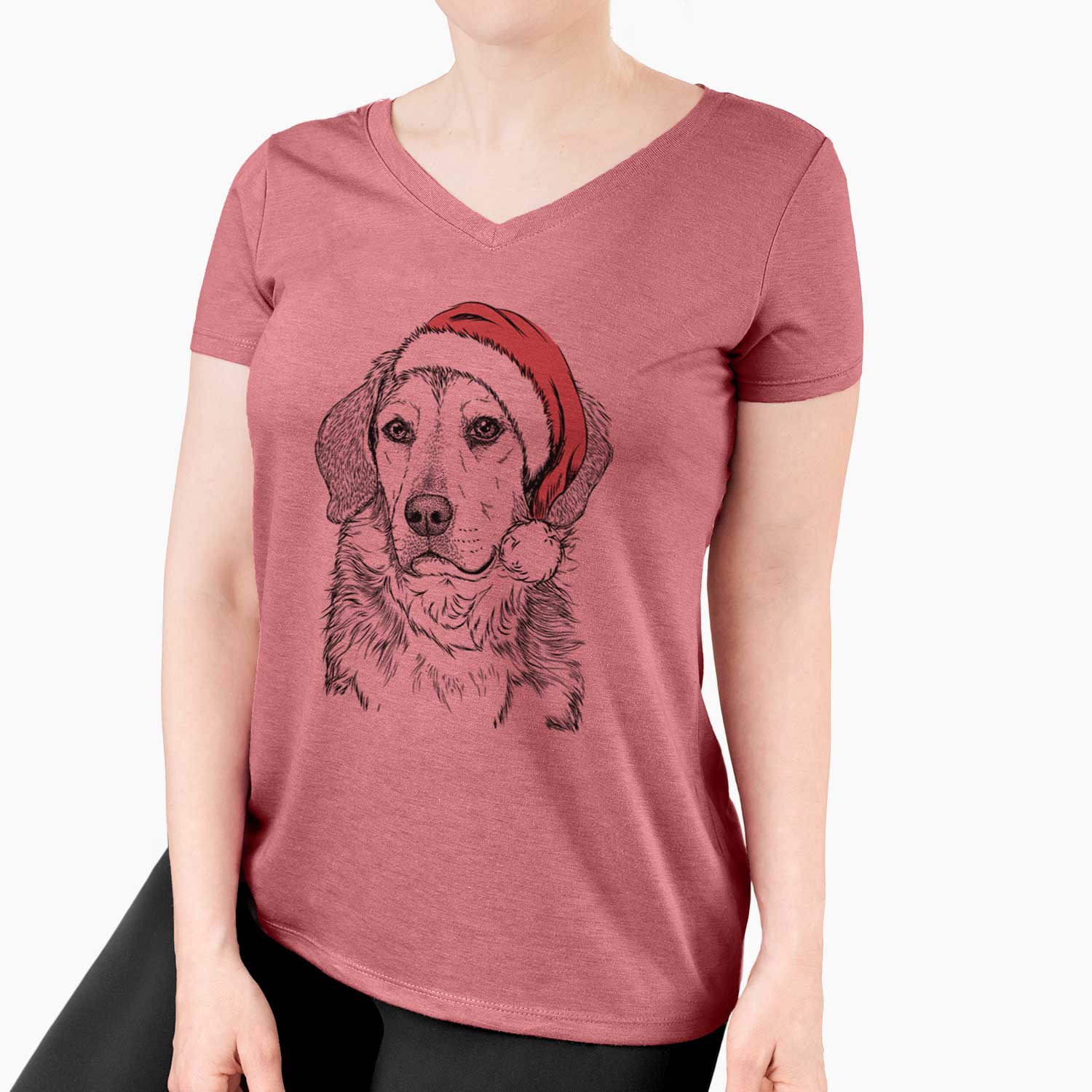 Santa Gunner the Beagle Mix - Women's V-neck Shirt