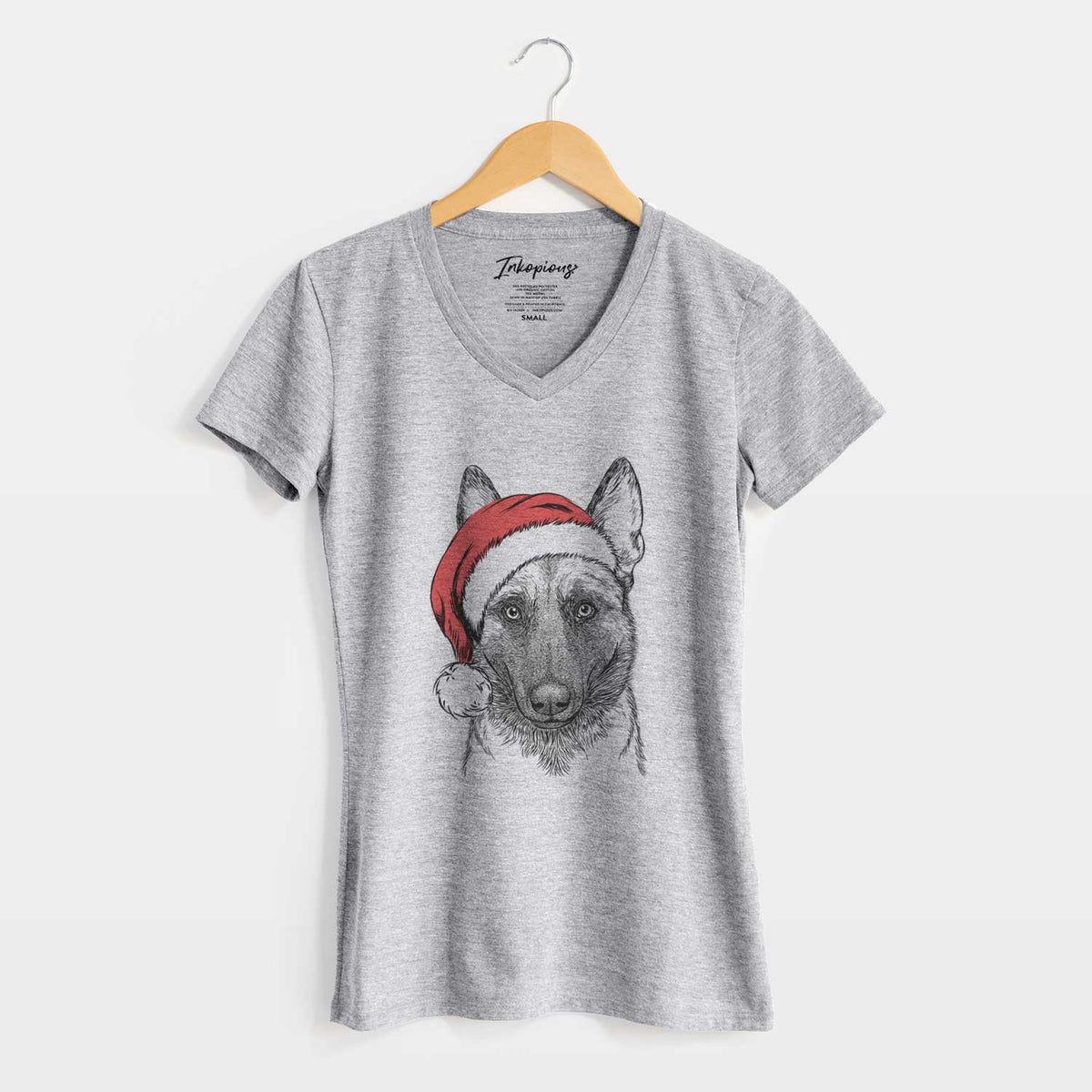 Santa Gunther the Belgian Malinois - Women's V-neck Shirt