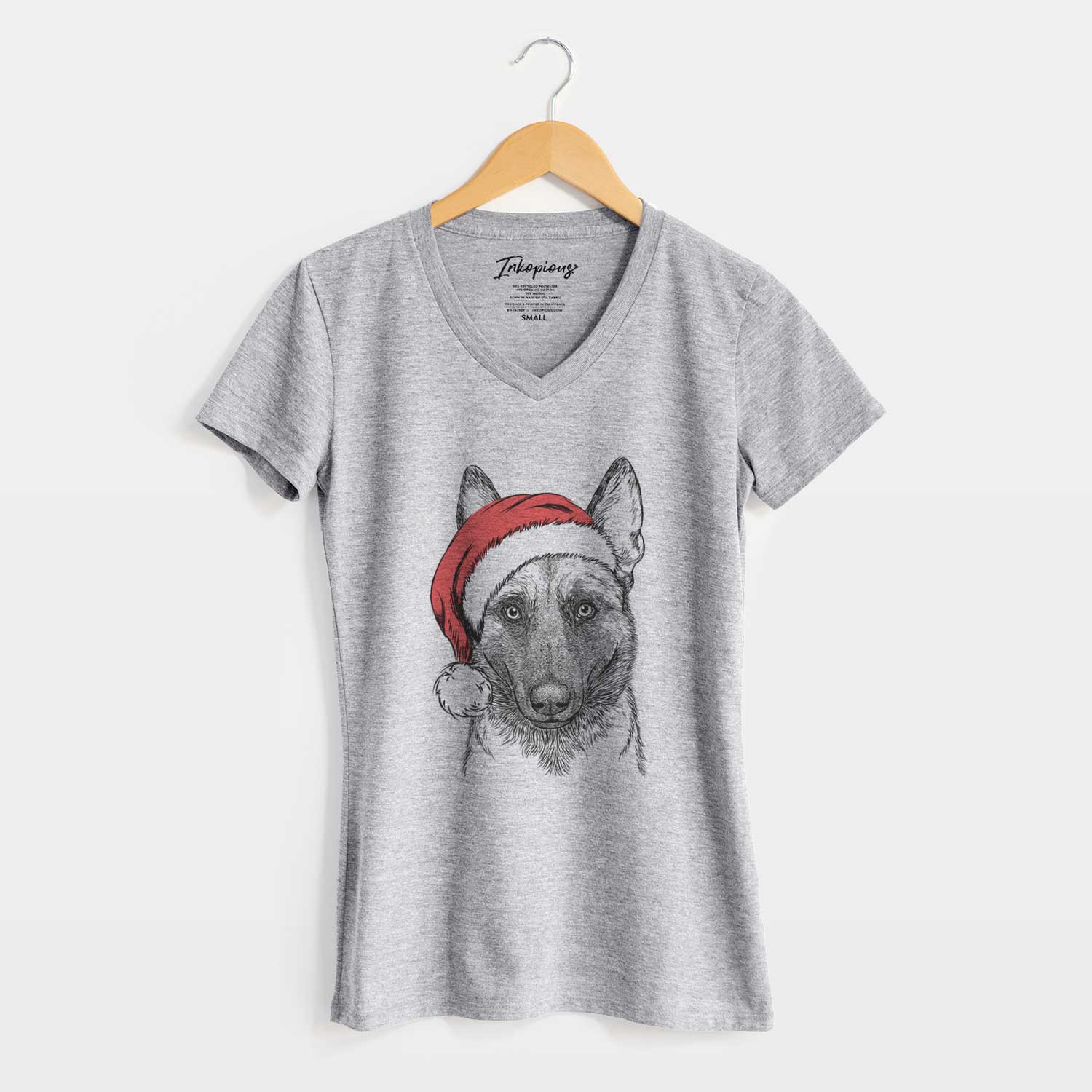 Santa Gunther the Belgian Malinois - Women's V-neck Shirt