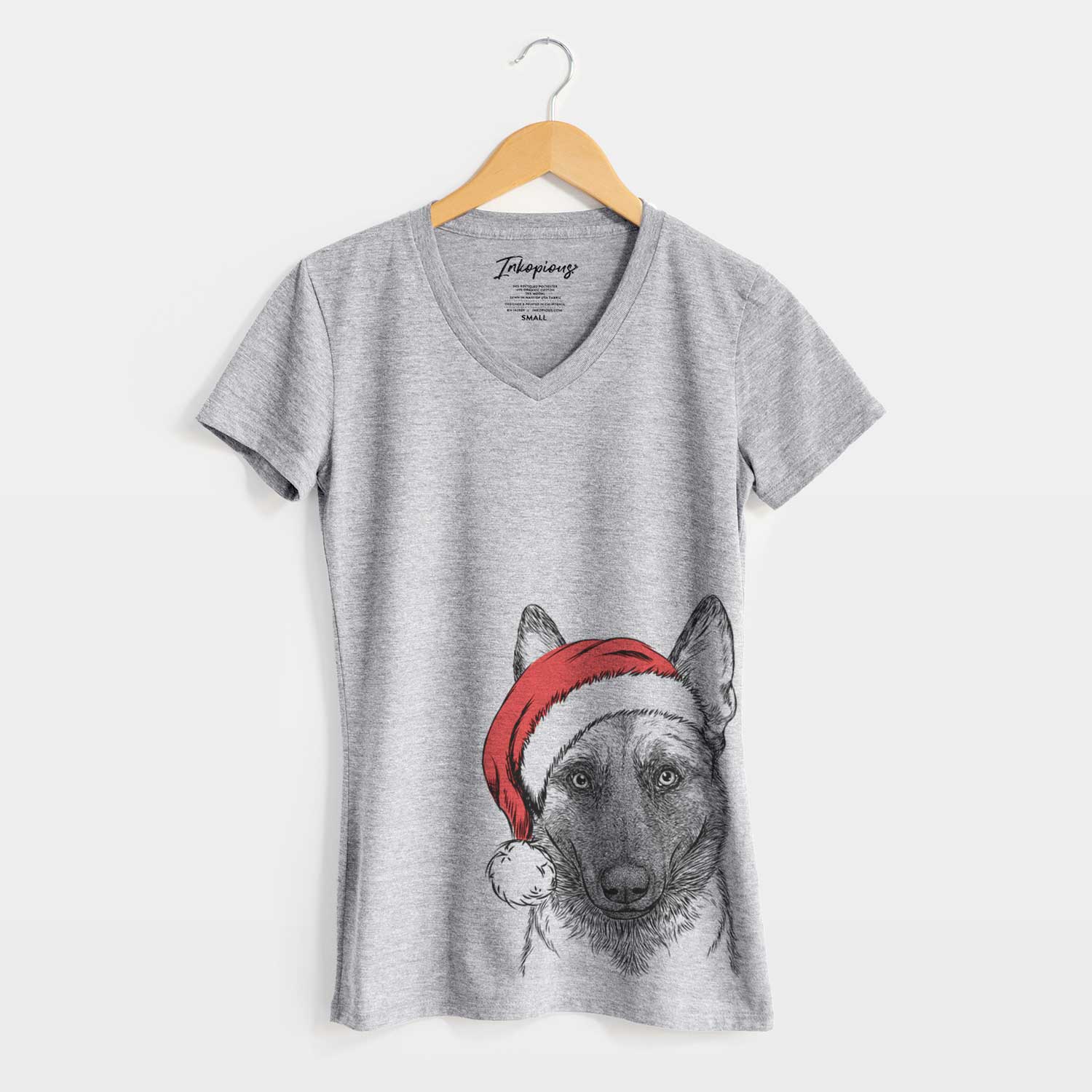 Santa Gunther the Belgian Malinois - Women's V-neck Shirt