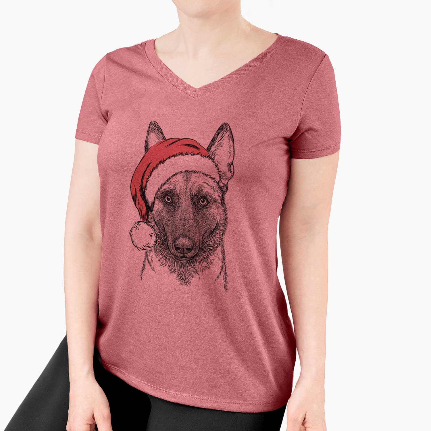 Santa Gunther the Belgian Malinois - Women's V-neck Shirt