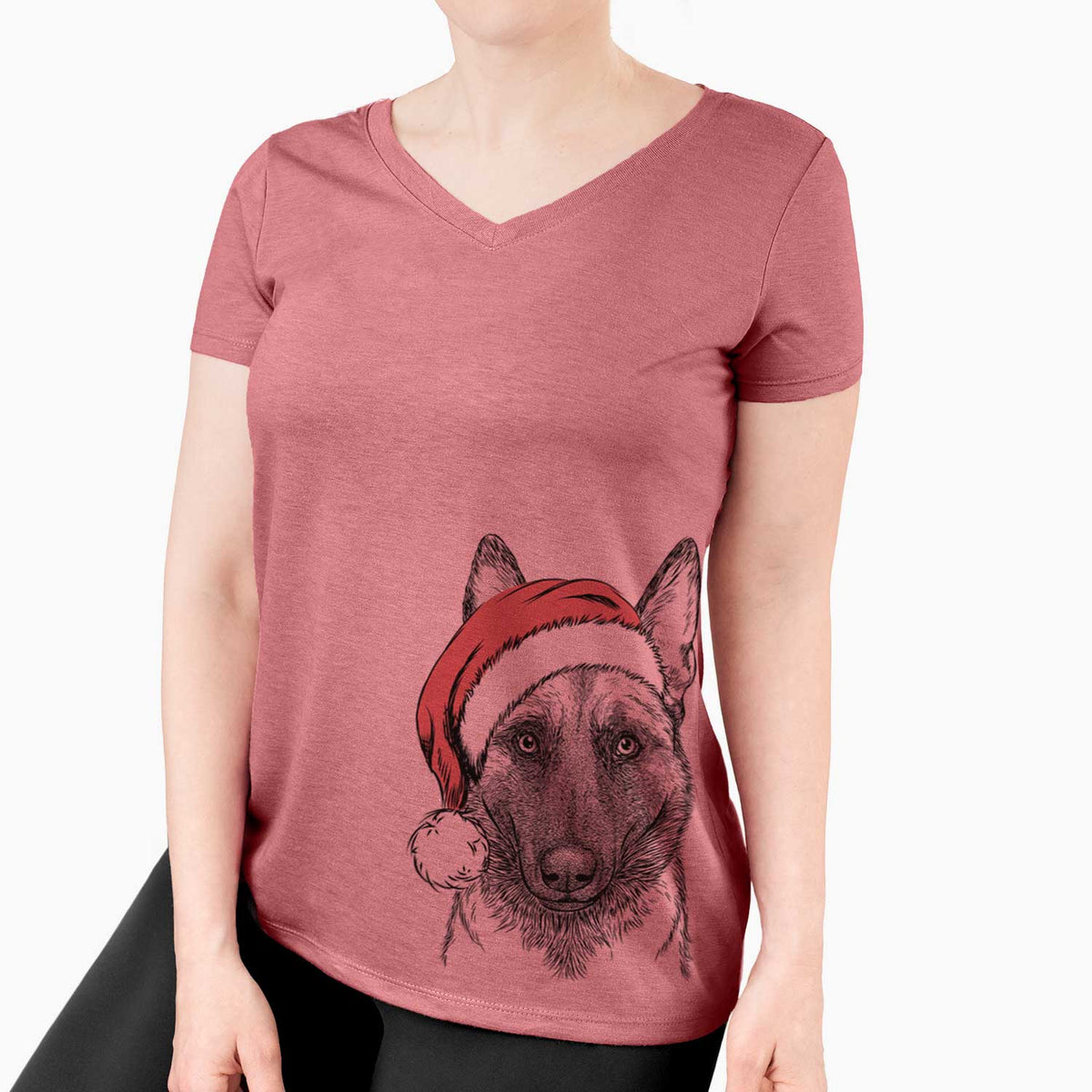 Santa Gunther the Belgian Malinois - Women's V-neck Shirt