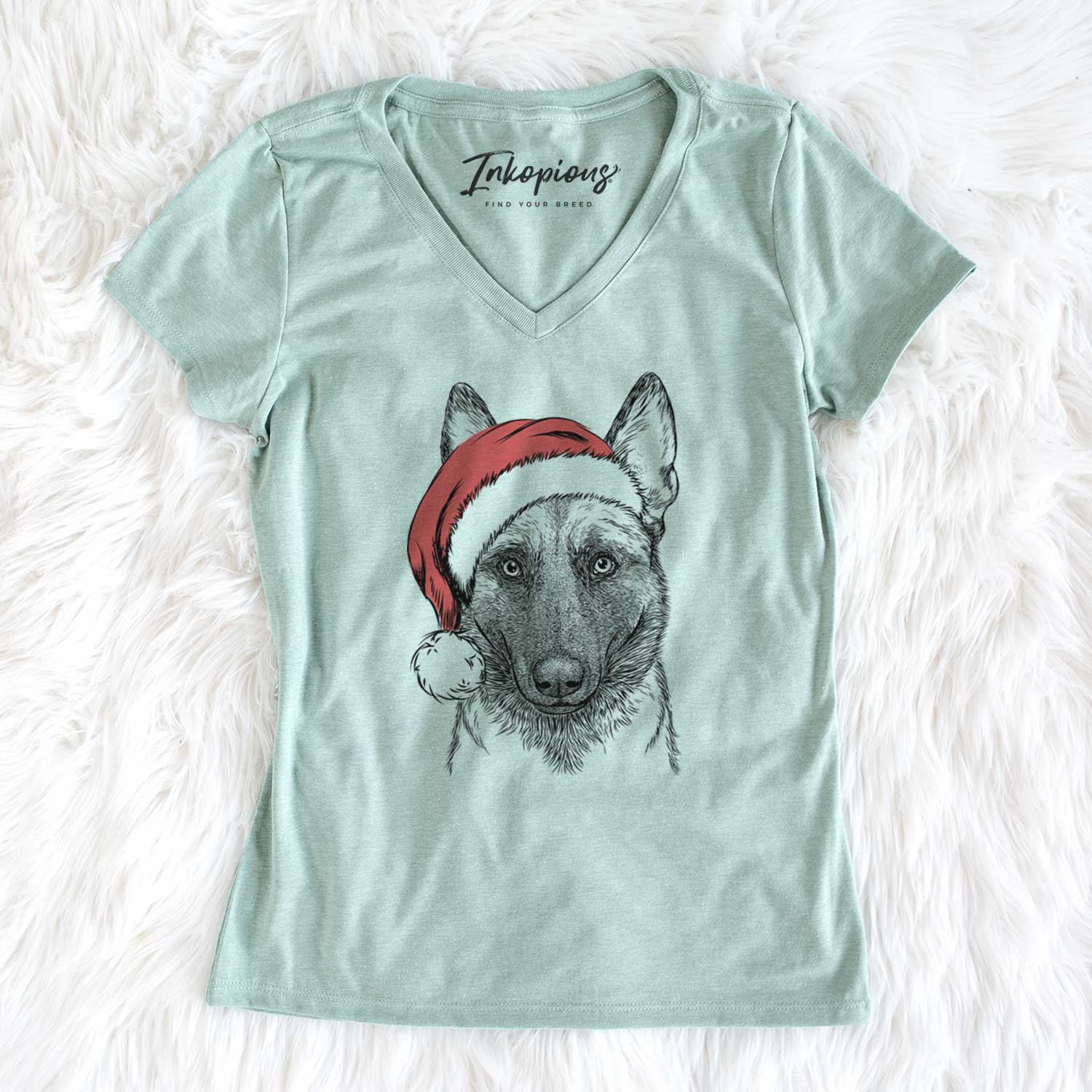 Santa Gunther the Belgian Malinois - Women's V-neck Shirt