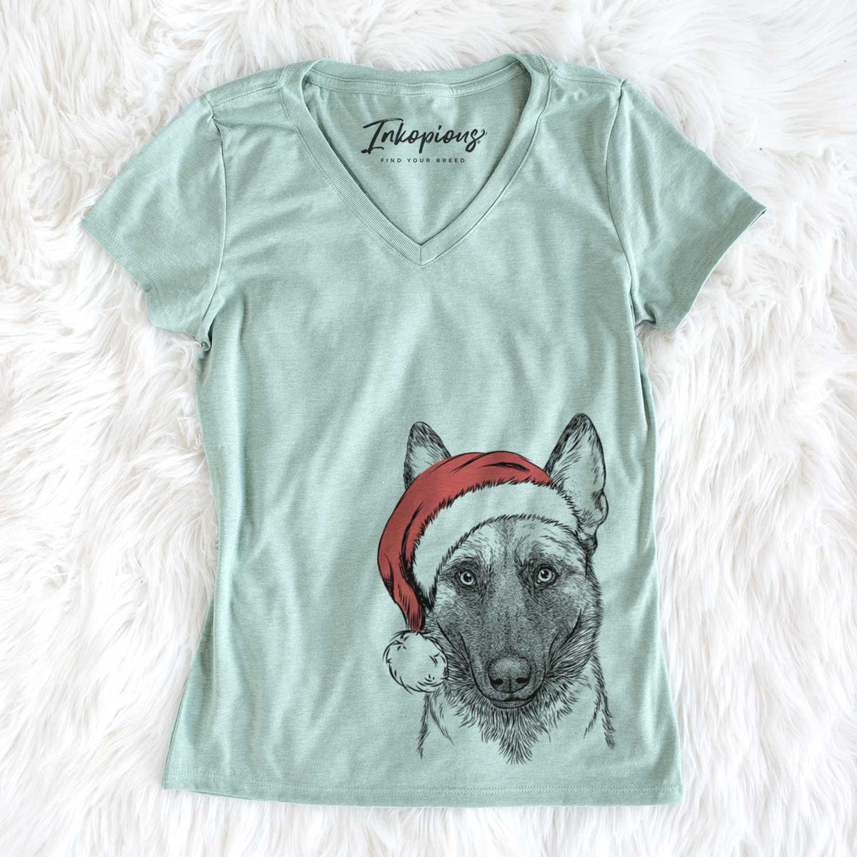Santa Gunther the Belgian Malinois - Women's V-neck Shirt