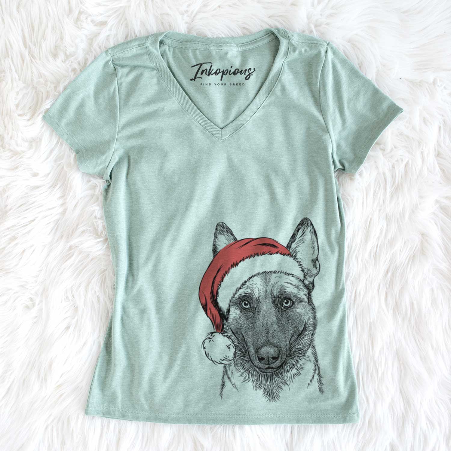 Santa Gunther the Belgian Malinois - Women's V-neck Shirt