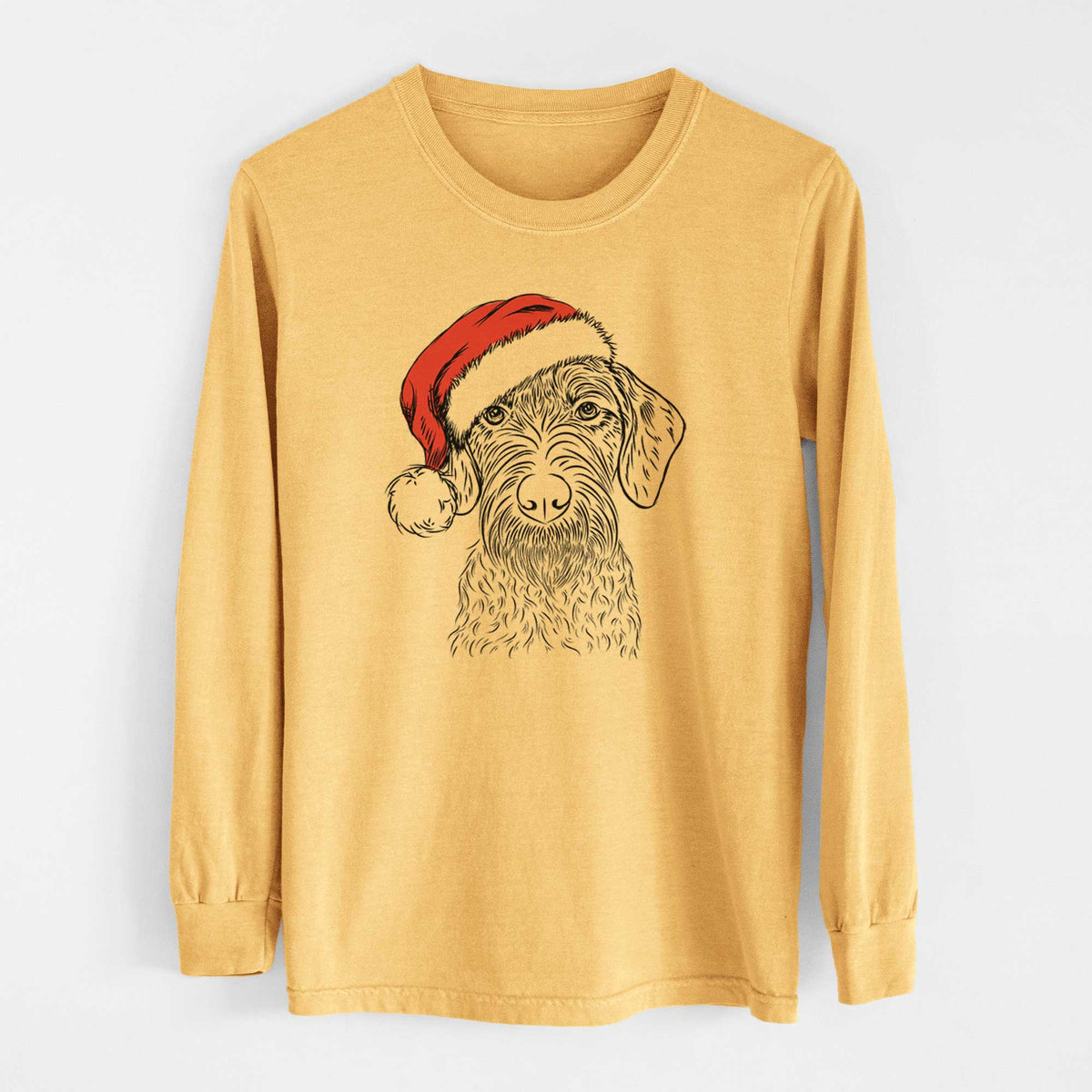 Santa Gus the German Wirehaired Pointer - Heavyweight 100% Cotton Long Sleeve