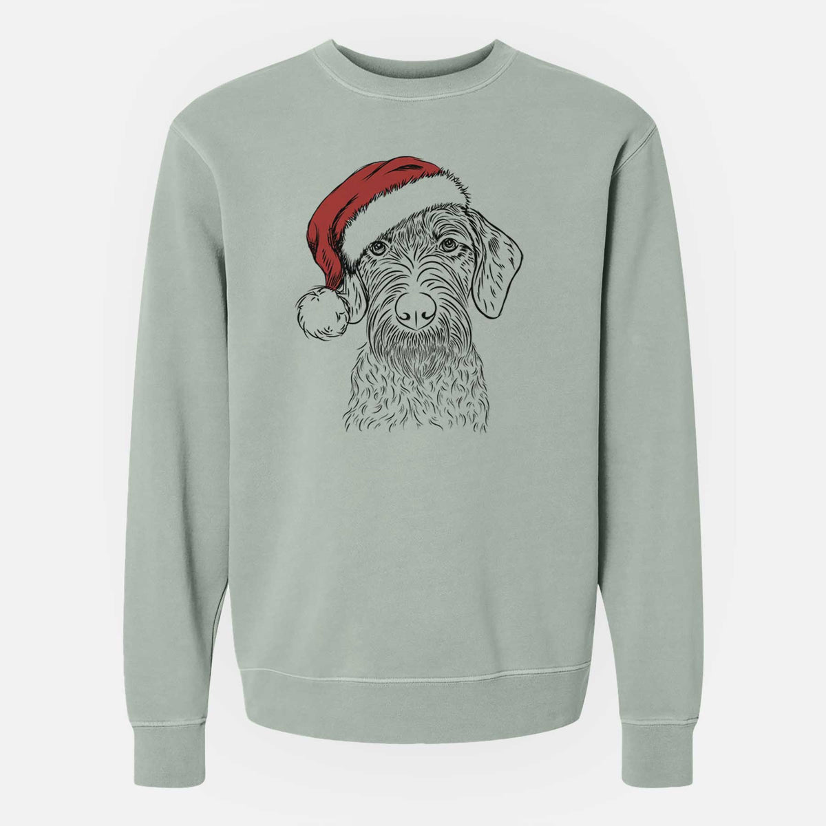 Santa Gus the German Wirehaired Pointer - Unisex Pigment Dyed Crew Sweatshirt