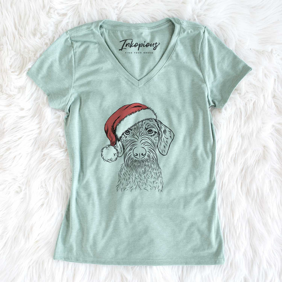Santa Gus the German Wirehaired Pointer - Women's V-neck Shirt