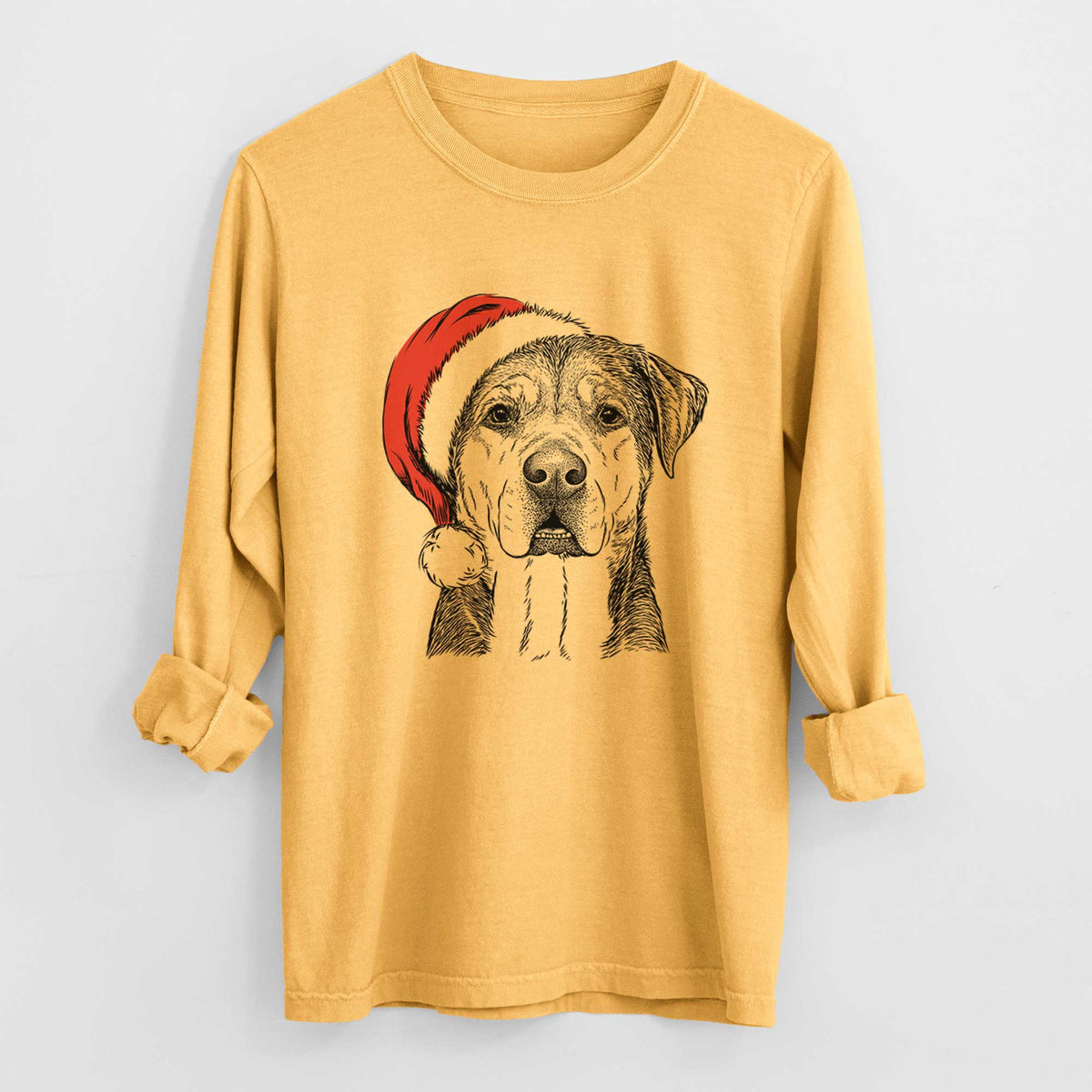 Santa Gus the Rottweiler Mix - Heavyweight 100% Cotton Long Sleeve