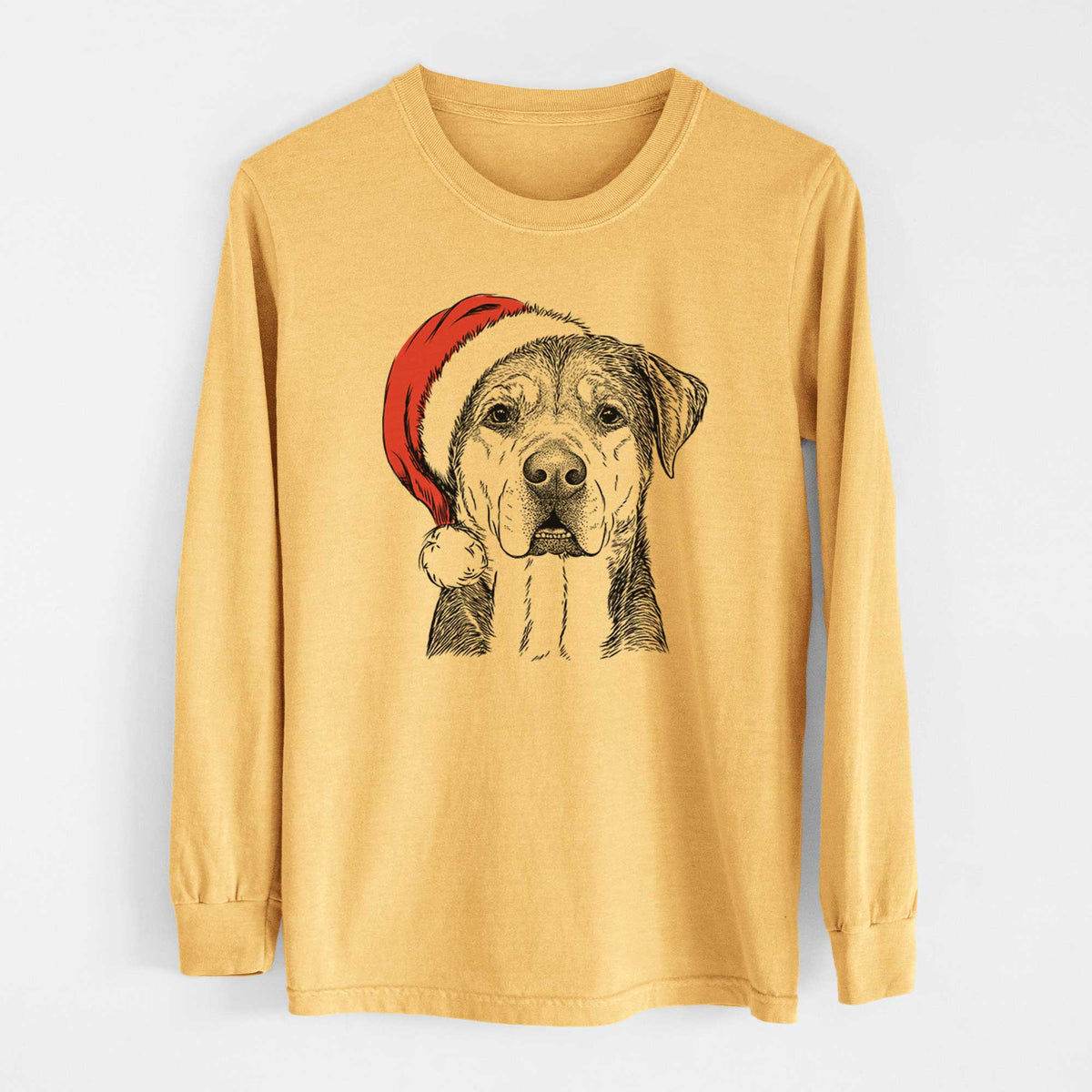 Santa Gus the Rottweiler Mix - Heavyweight 100% Cotton Long Sleeve