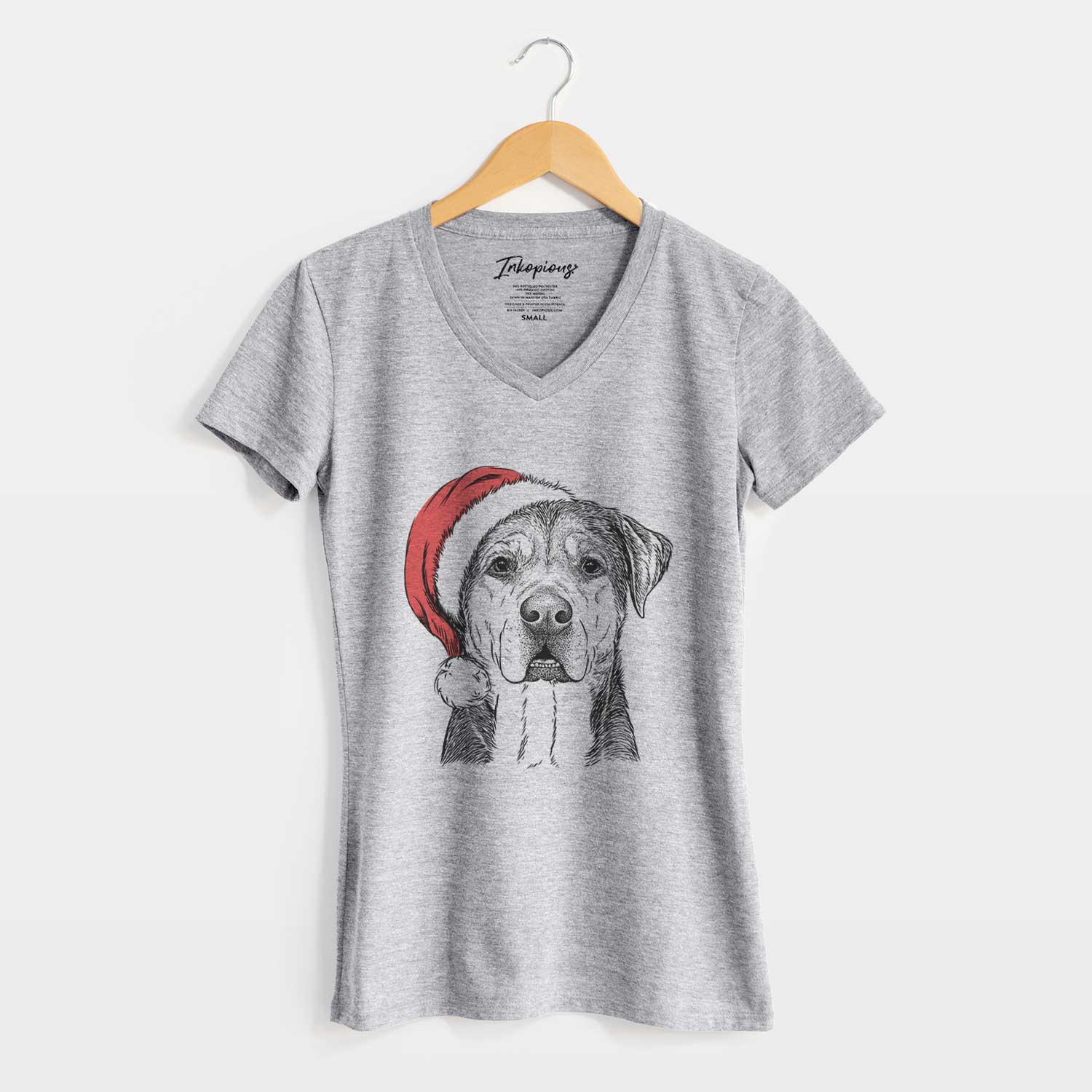 Santa Gus the Rottweiler Mix - Women's V-neck Shirt