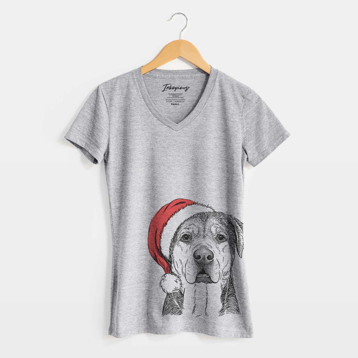 Santa Gus the Rottweiler Mix - Women's V-neck Shirt