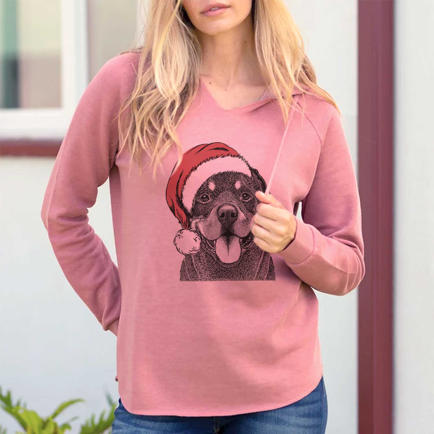 Santa Hagan the Rottweiler - Cali Wave Hooded Sweatshirt