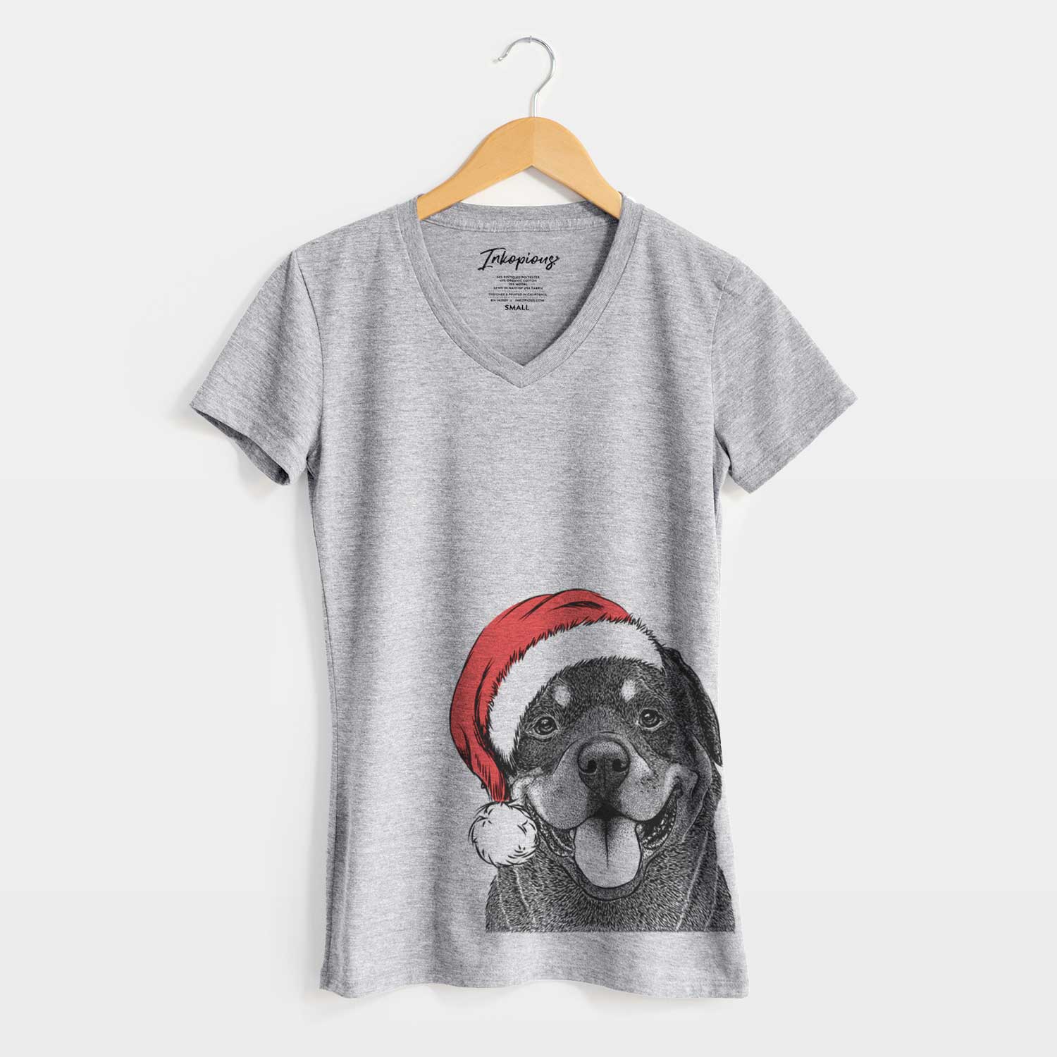 Santa Hagan the Rottweiler - Women's V-neck Shirt