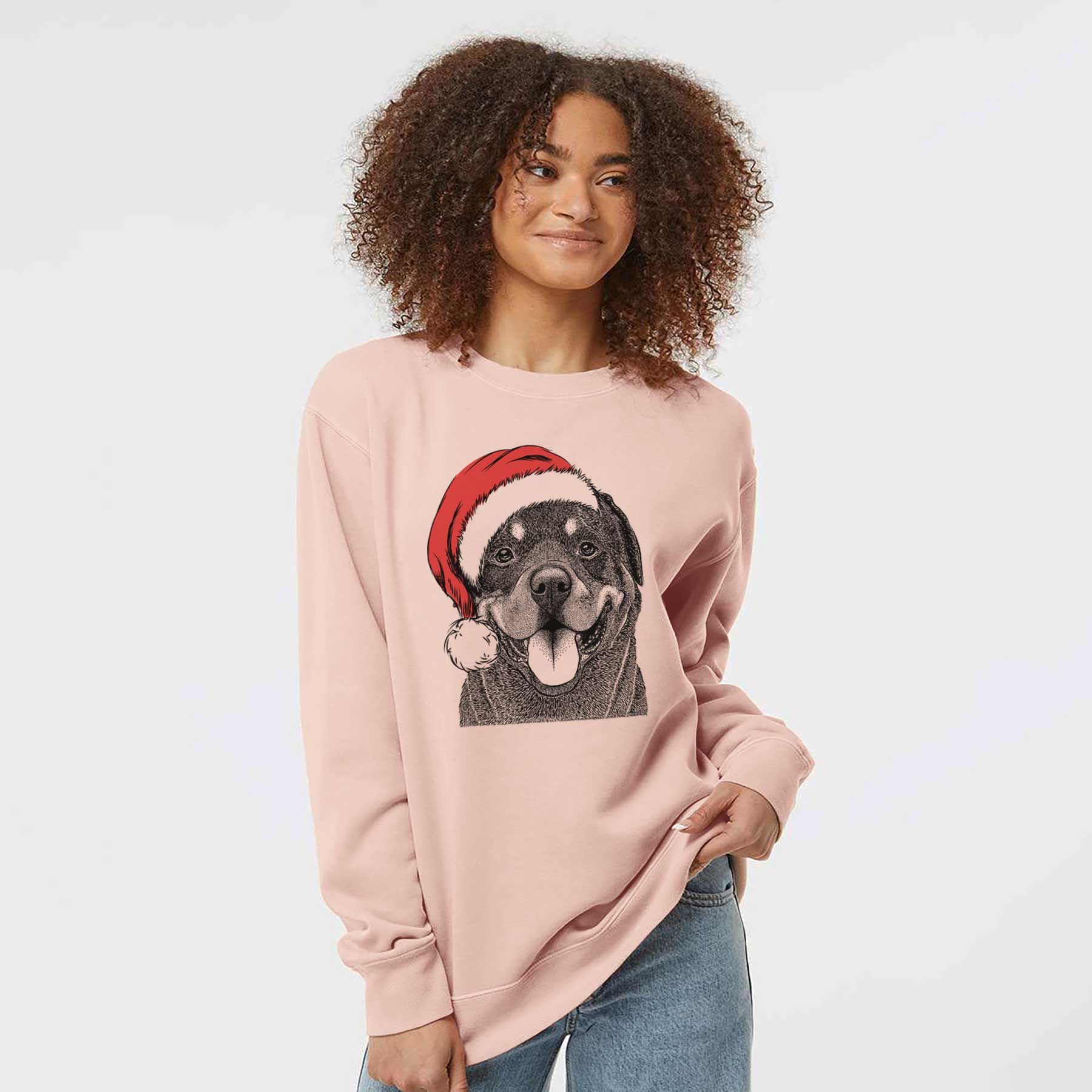 Santa Hagan the Rottweiler - Unisex Pigment Dyed Crew Sweatshirt