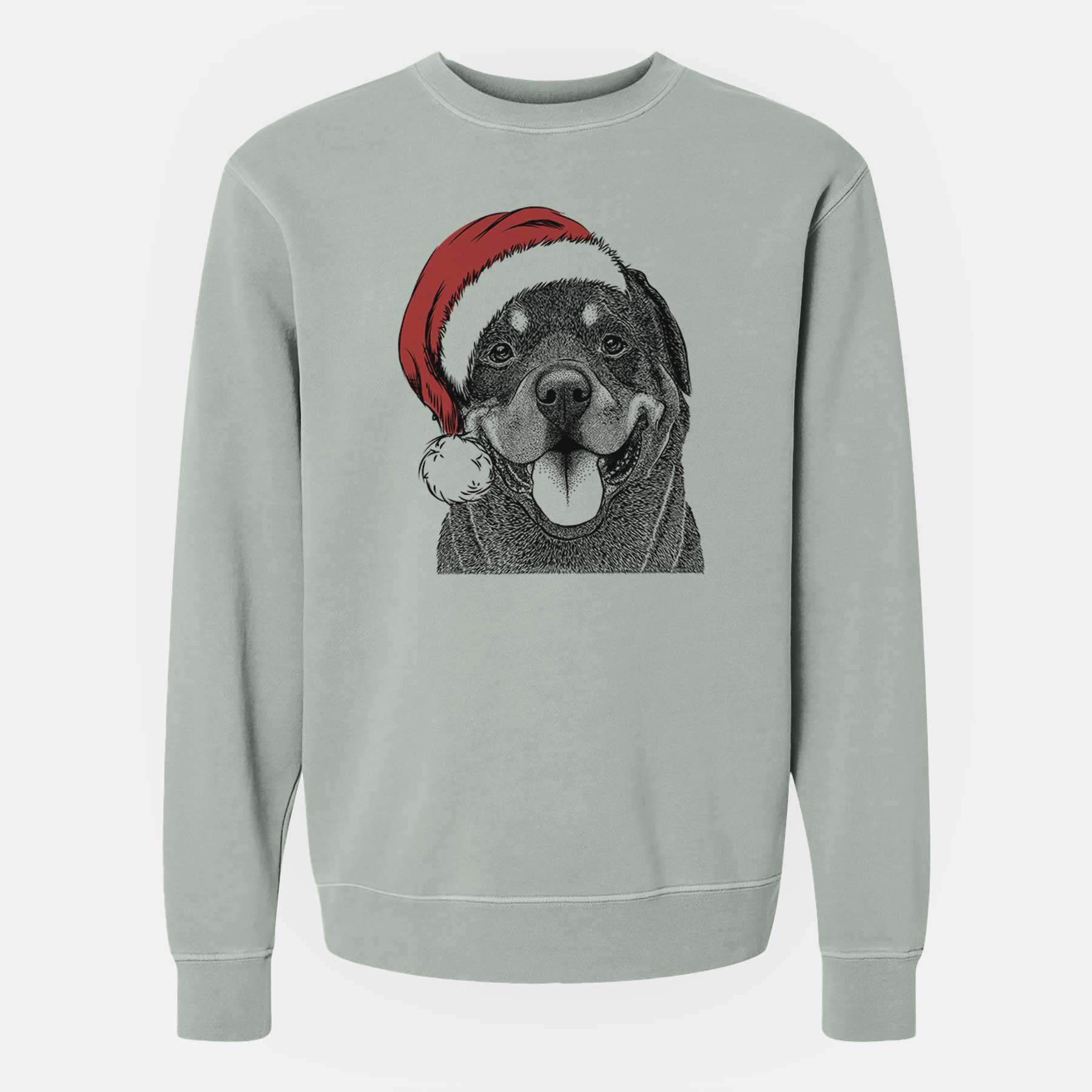 Santa Hagan the Rottweiler - Unisex Pigment Dyed Crew Sweatshirt