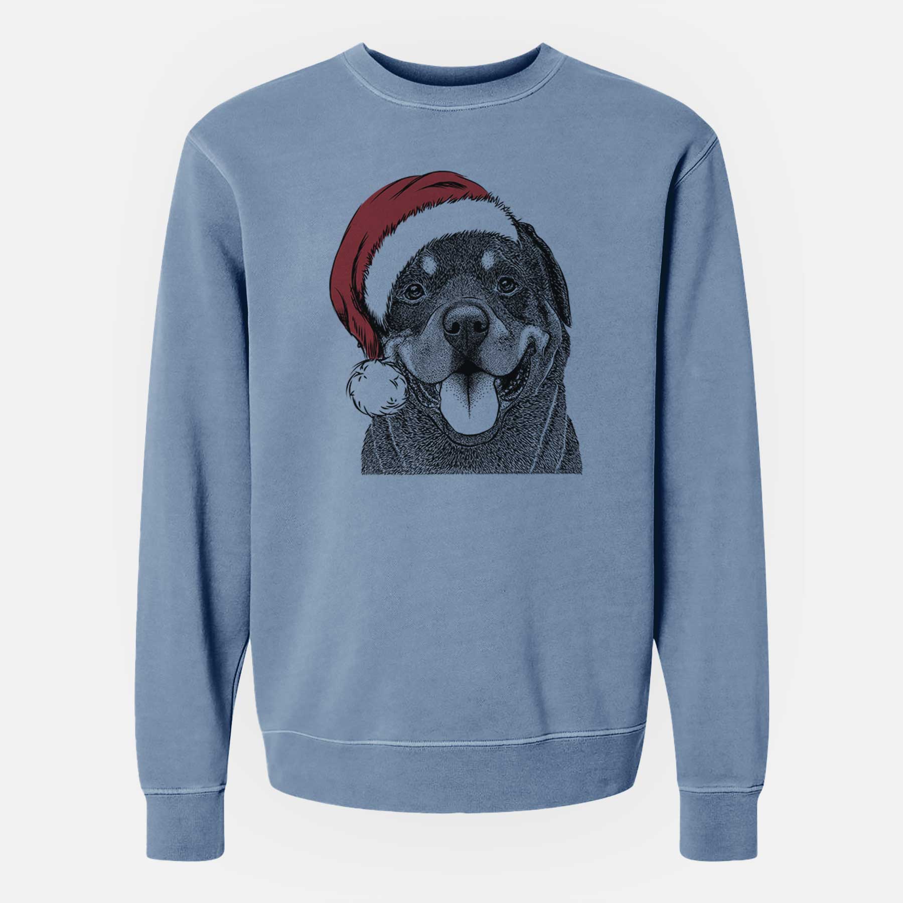 Santa Hagan the Rottweiler - Unisex Pigment Dyed Crew Sweatshirt