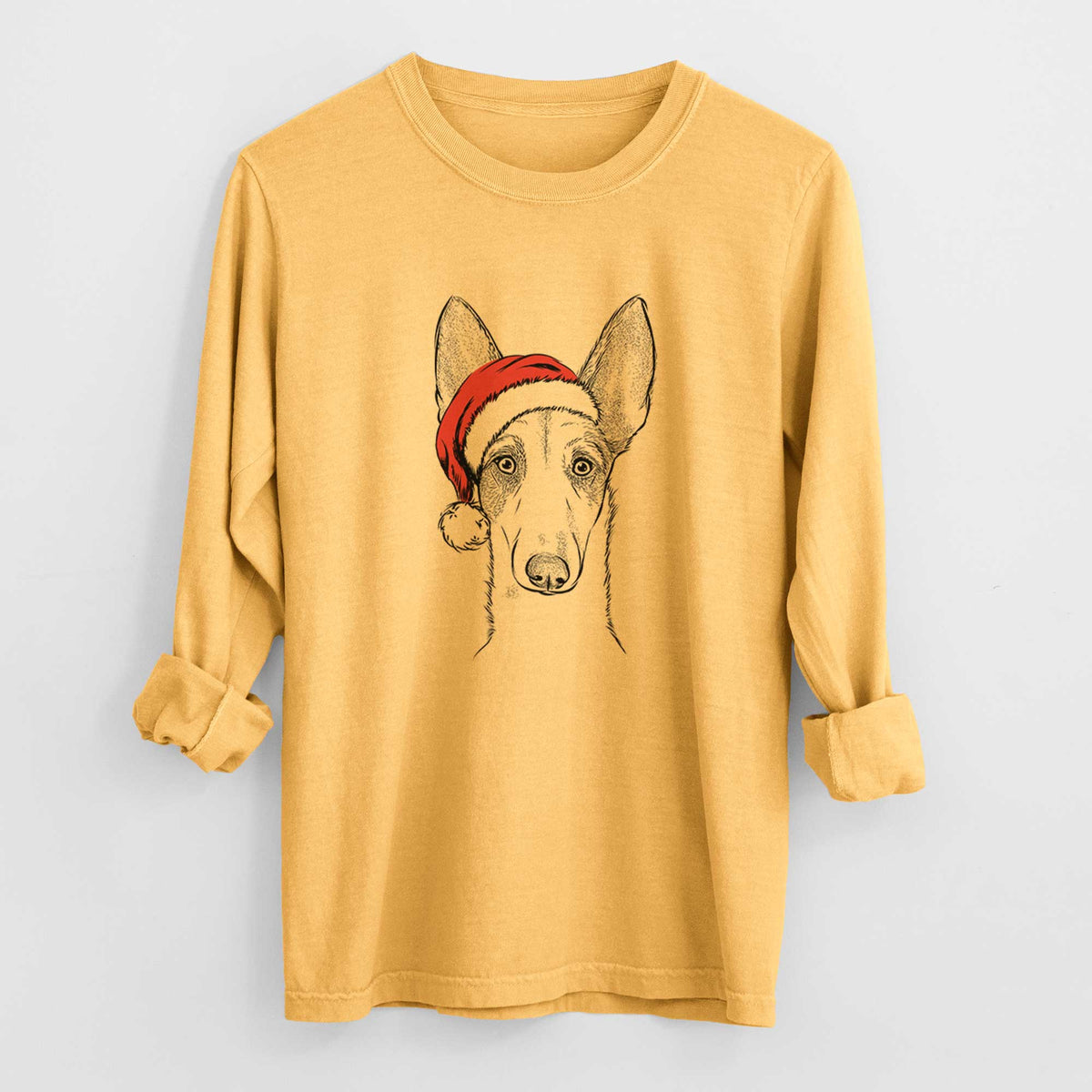 Santa Halo the Ibizan Sight Hound - Heavyweight 100% Cotton Long Sleeve